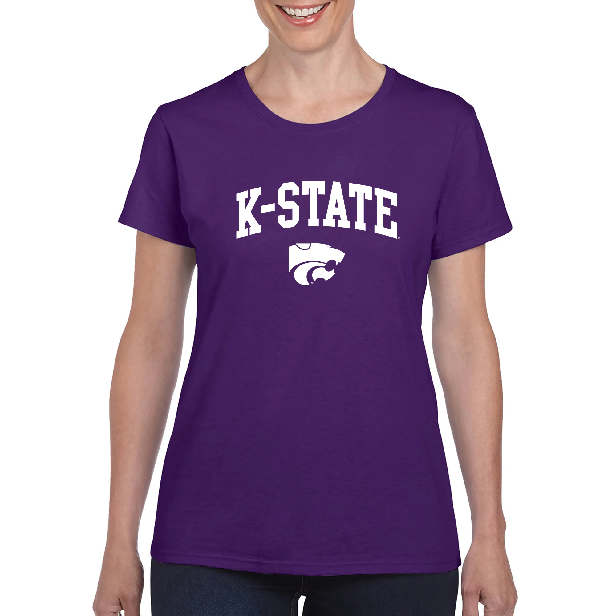 Kansas State University Wildcats Arch Logo Cotton Women's T-Shirt - Purple - Image 3