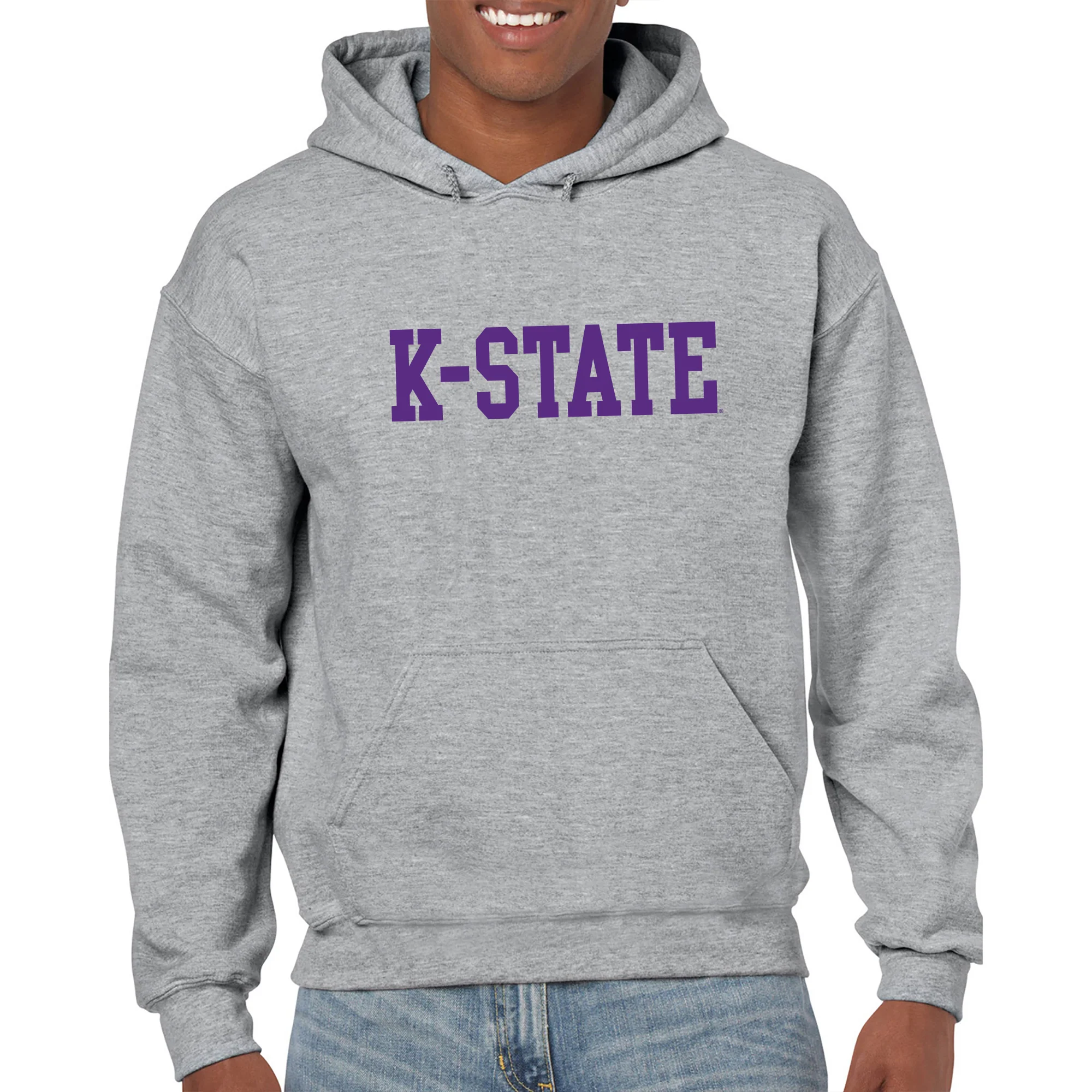 Kansas State University Wildcats Basic Block Cotton Hoodie - Sport Grey - Image 3