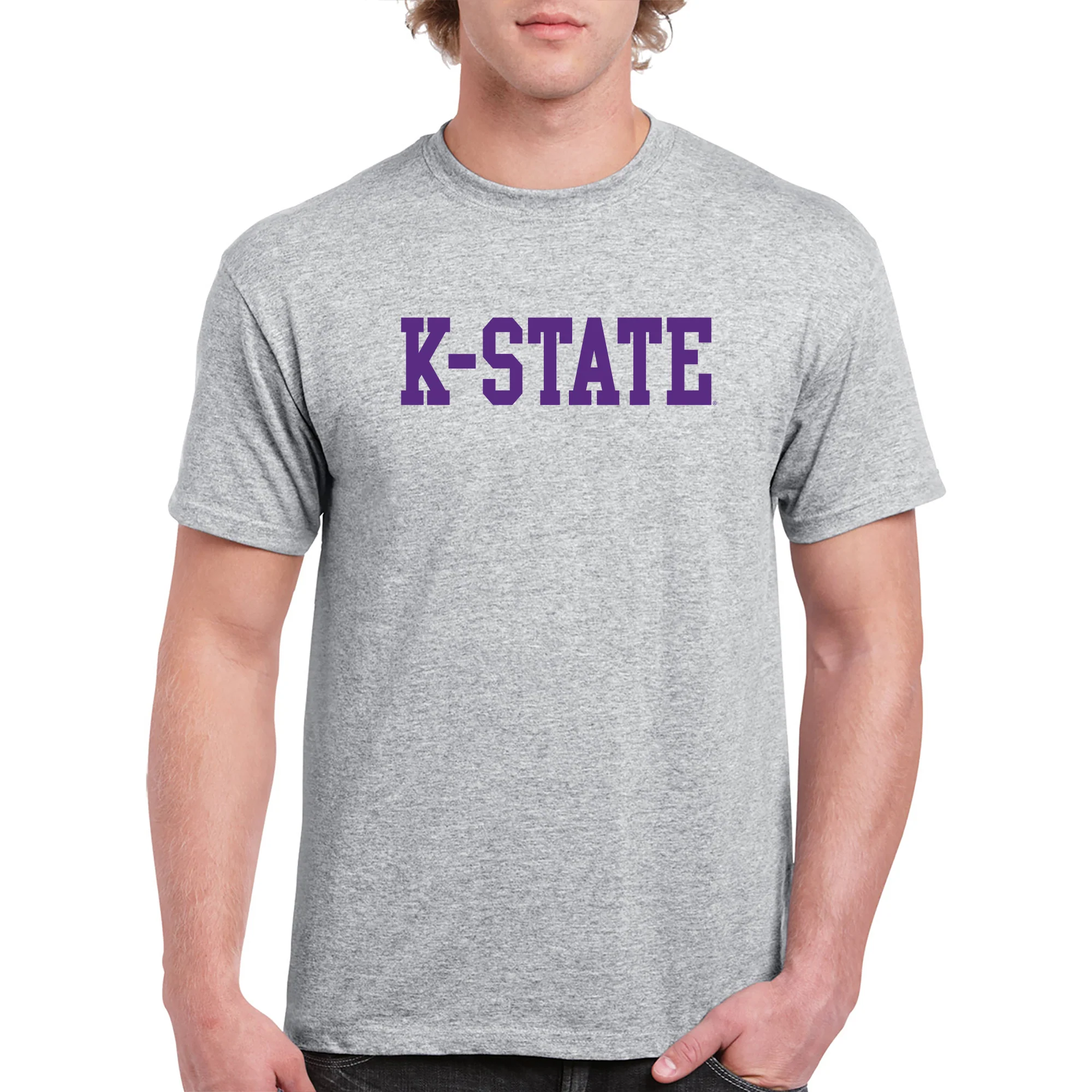 Kansas State University Wildcats Basic Block Cotton T-Shirt - Sport Grey - Image 3