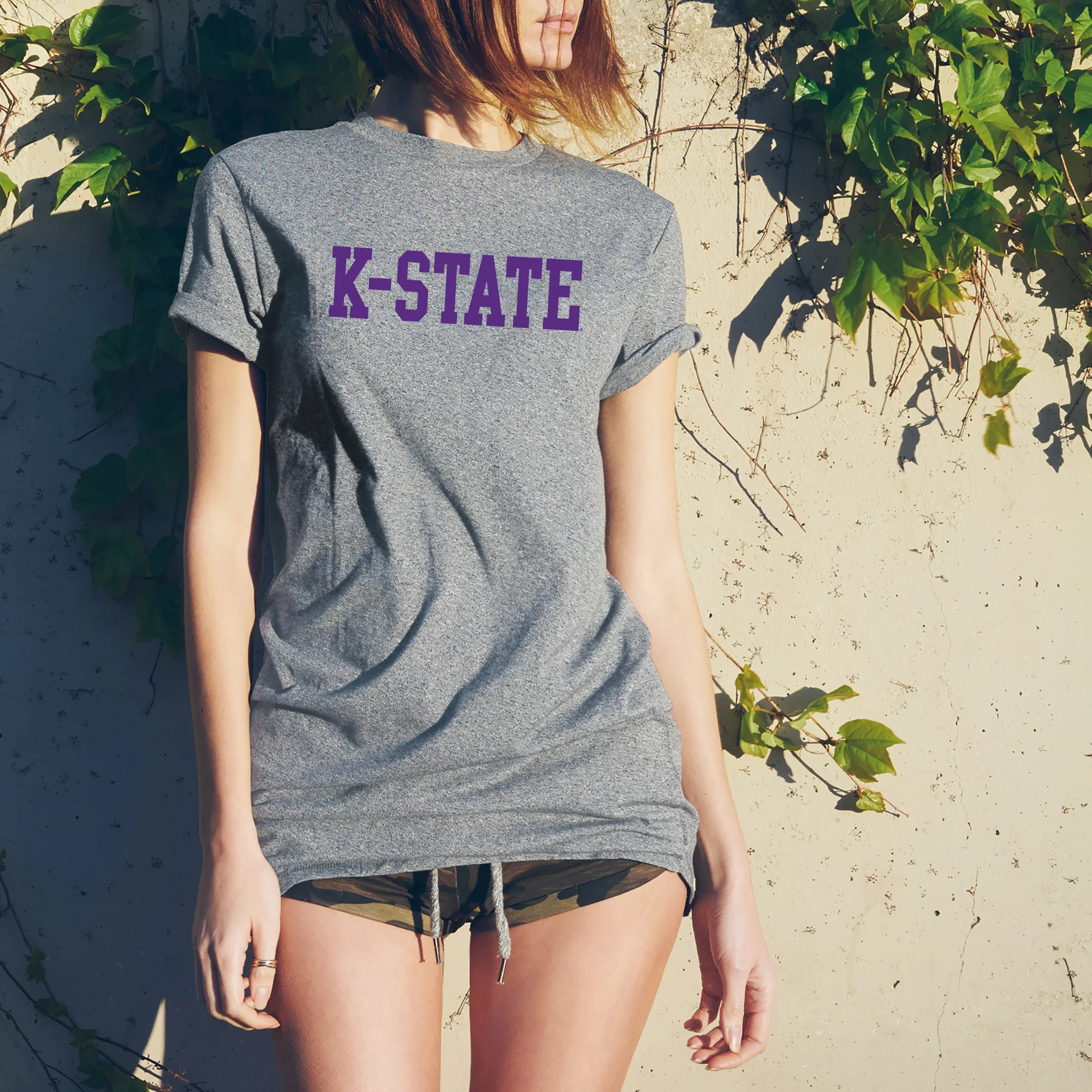 Kansas State University Wildcats Basic Block Cotton T-Shirt - Sport Grey - Image 4