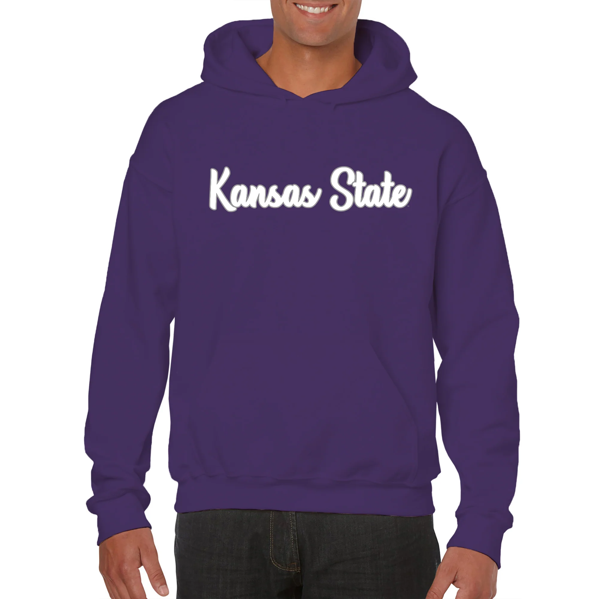 Kansas State University Wildcats Basic Script Cotton Hoodie - Purple - Image 4
