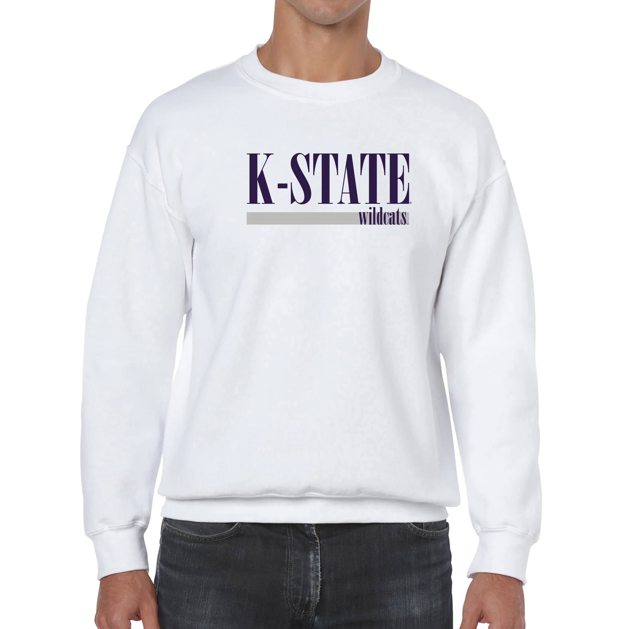 Kansas State University Wildcats Boldline Basic Cotton Crewneck Sweatshirt - White - Image 3