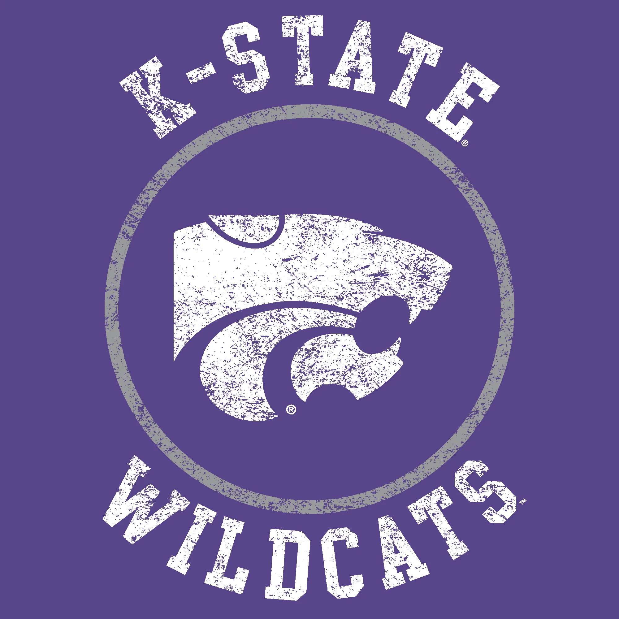 Kansas State University Wildcats Distressed Circle Logo Cotton Long Sleeve T-Shirt - Purple - Image 2