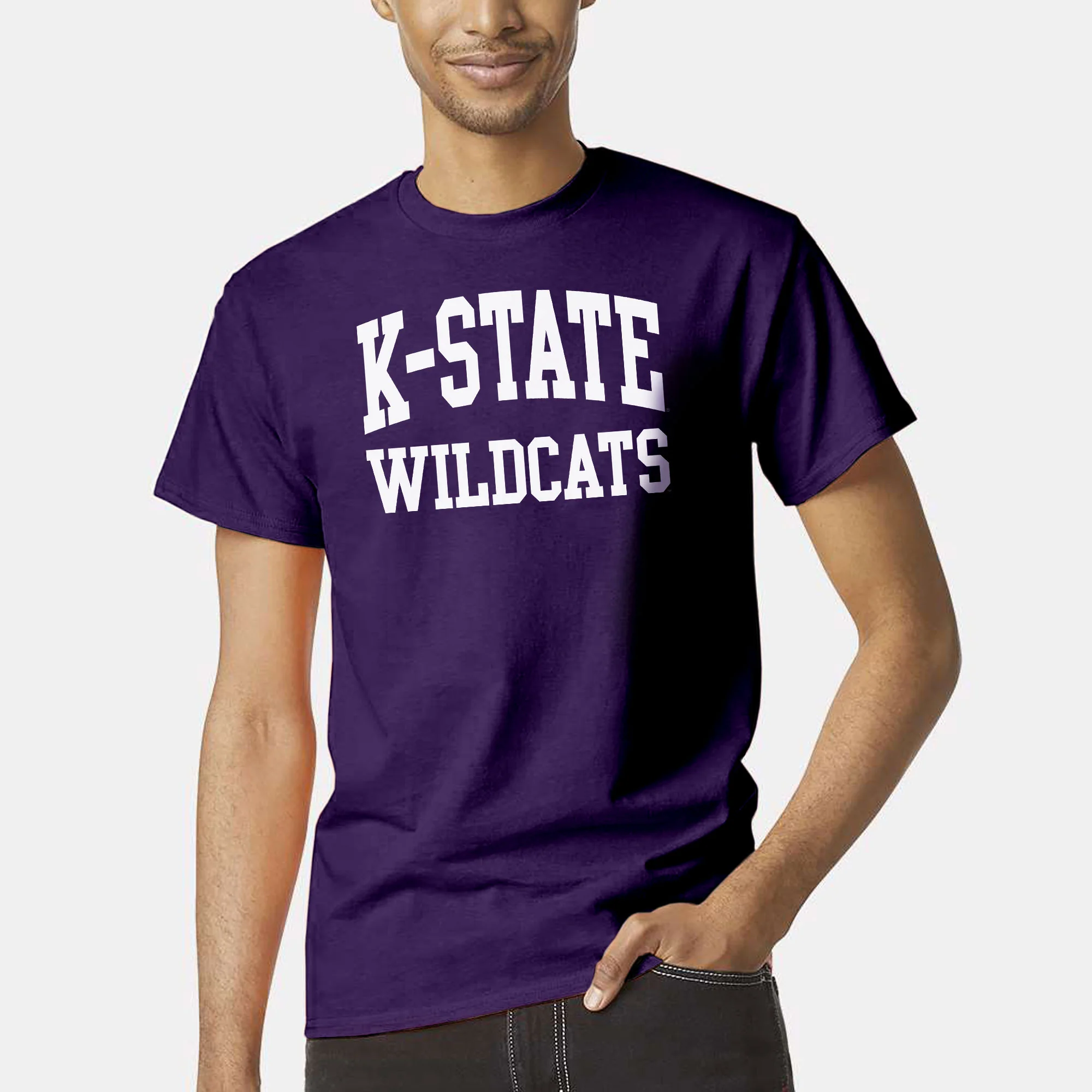 Kansas State University Wildcats Front and Back Print Cotton T-Shirt - Purple - Image 3