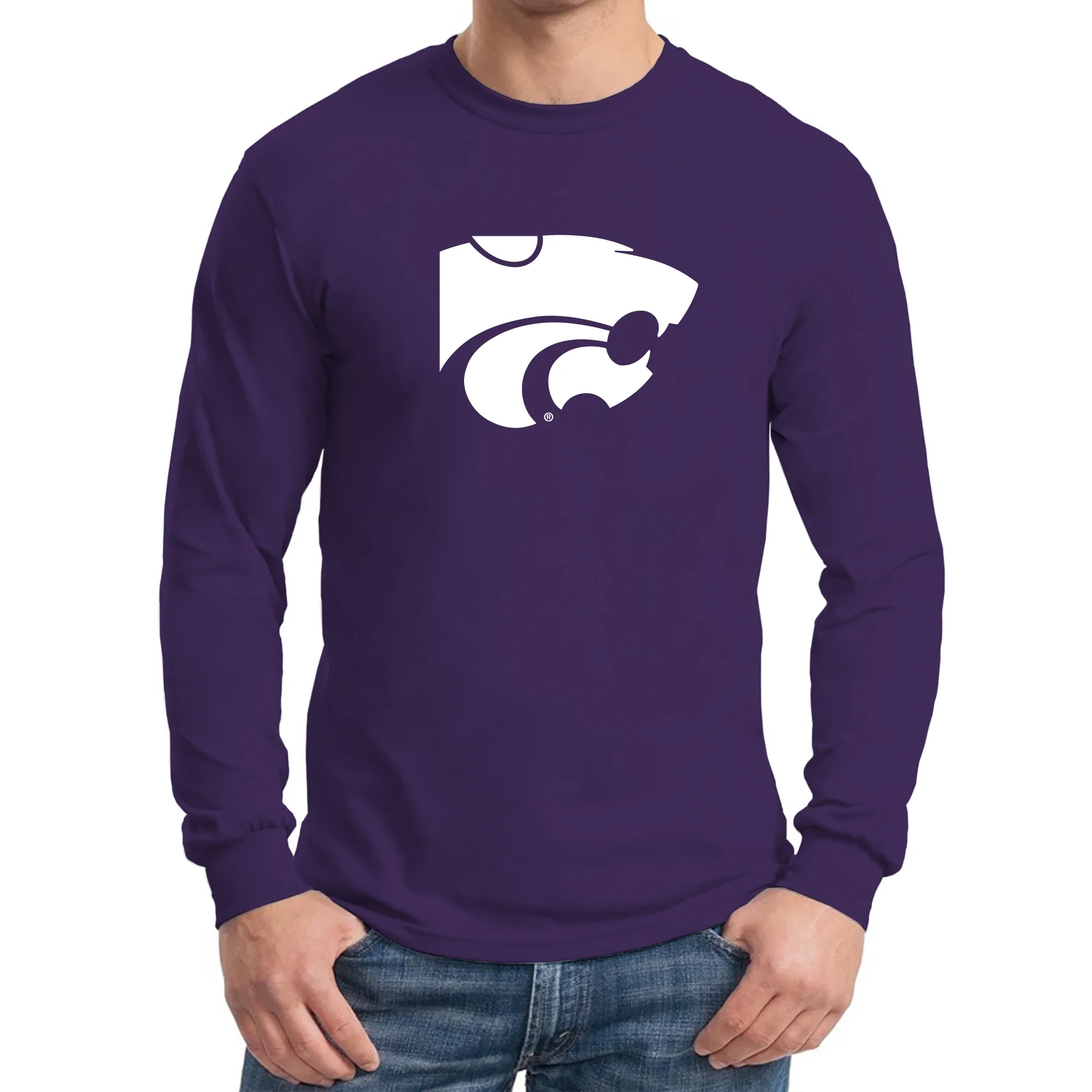 Kansas State University Wildcats Primary Logo Cotton Long Sleeve T-Shirt - Purple - Image 3