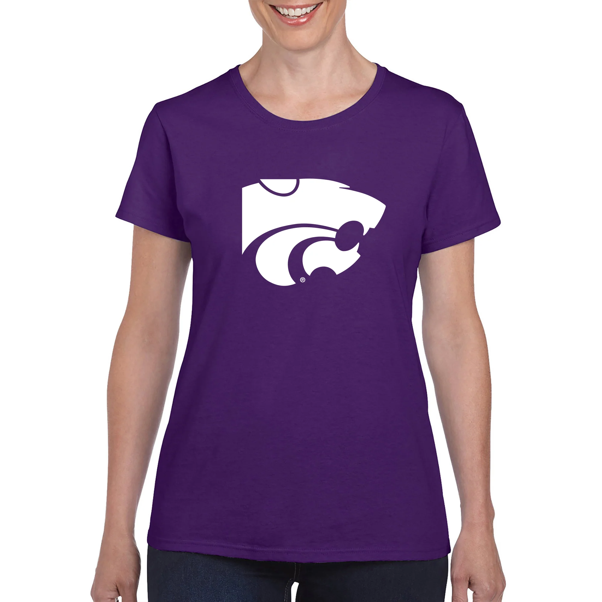 Kansas State University Wildcats Primary Logo Cotton Womens T-Shirt - Purple - Image 3