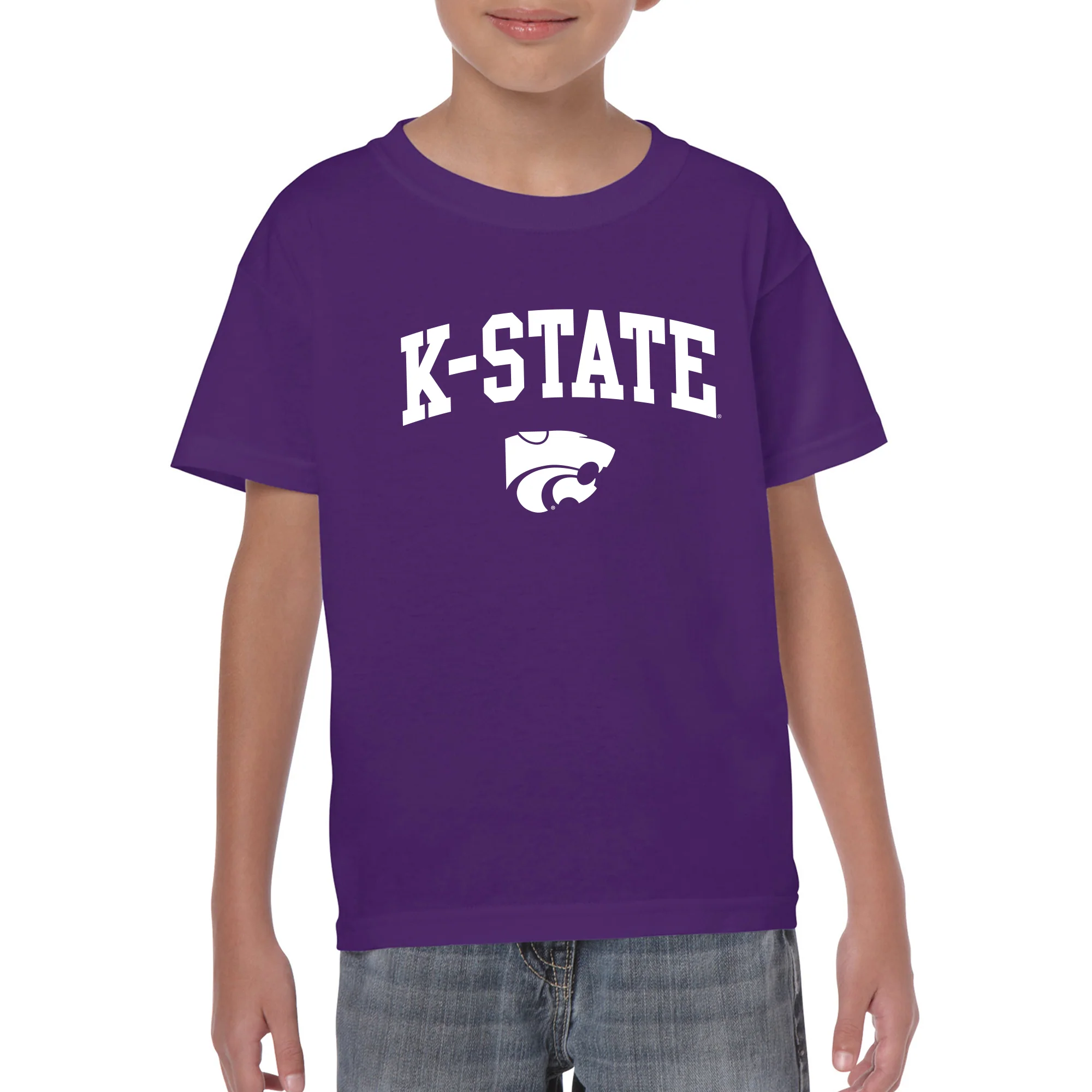 Kansas State University Wildcats Arch Logo Cotton Youth T-Shirt - Purple - Image 3