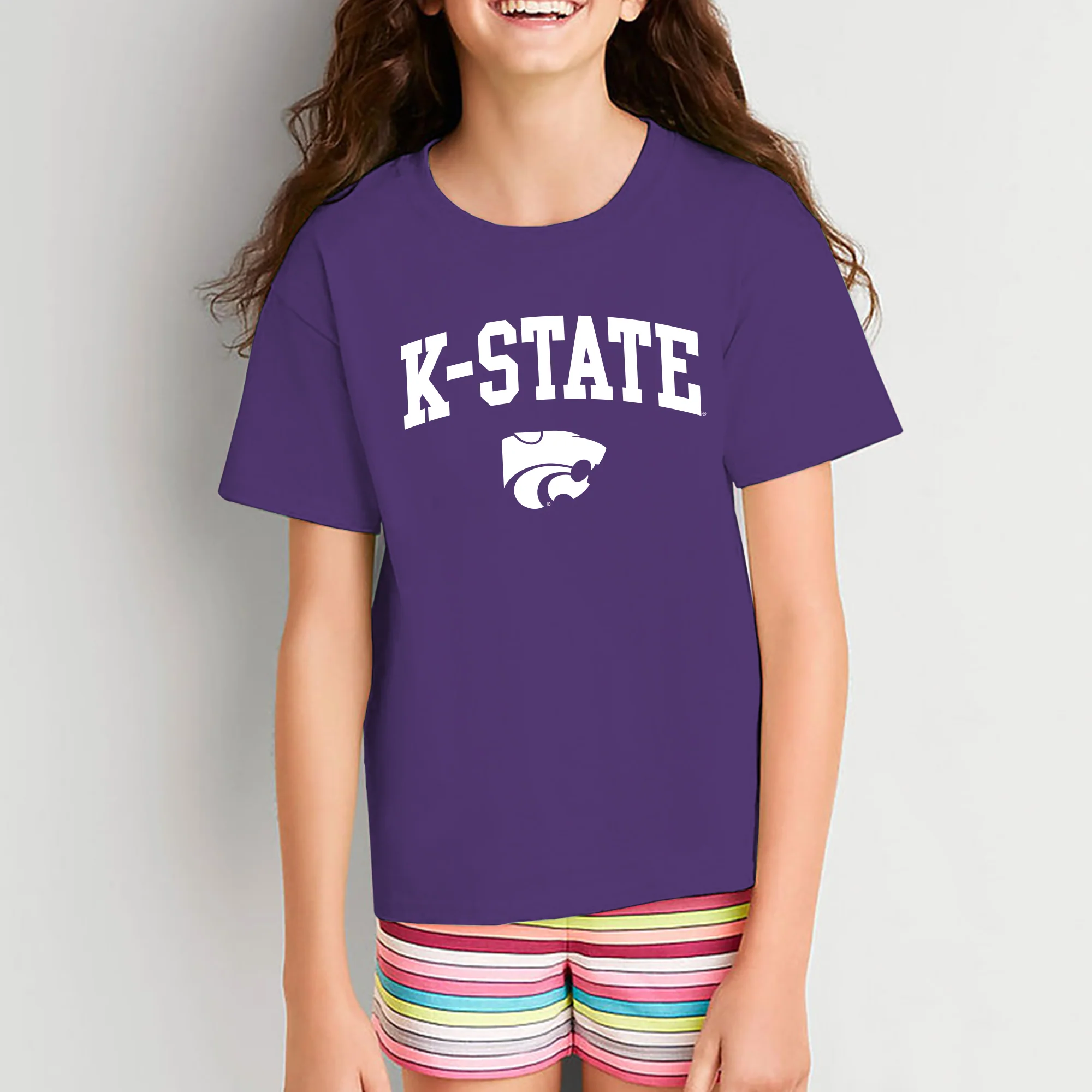 Kansas State University Wildcats Arch Logo Cotton Youth T-Shirt - Purple - Image 4