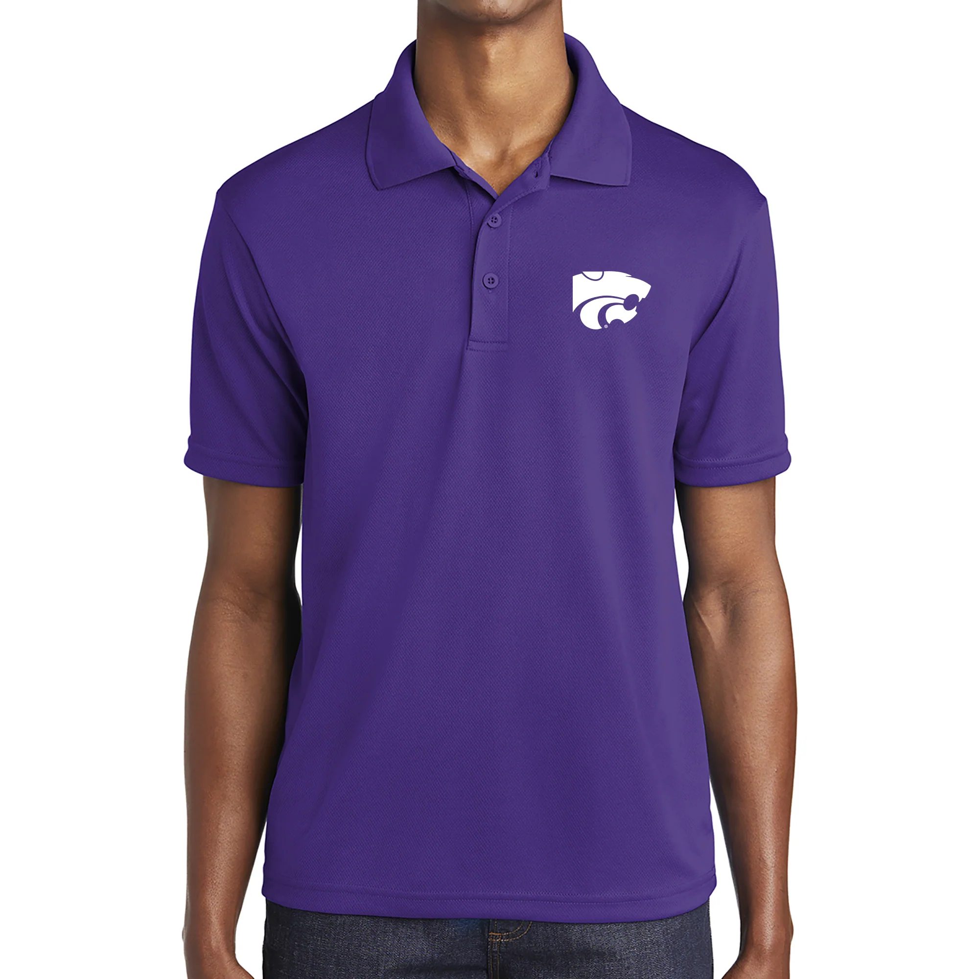 Kansas State University Wildcats Primary Logo Left Chest Embroidered Polo - Purple - Image 4
