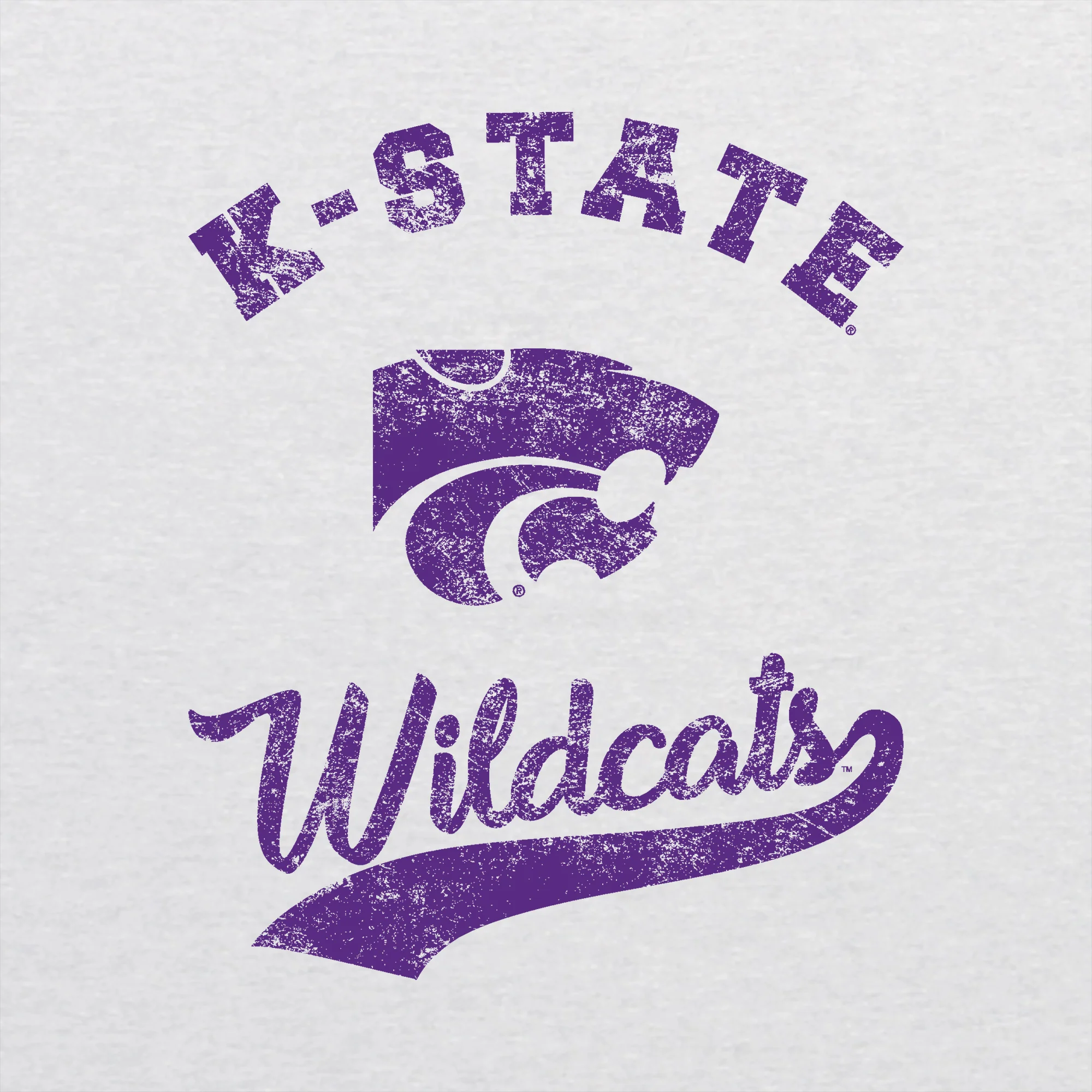 Kansas State University Wildcats Retro Script Triblend T-Shirt - Heather White - Image 2