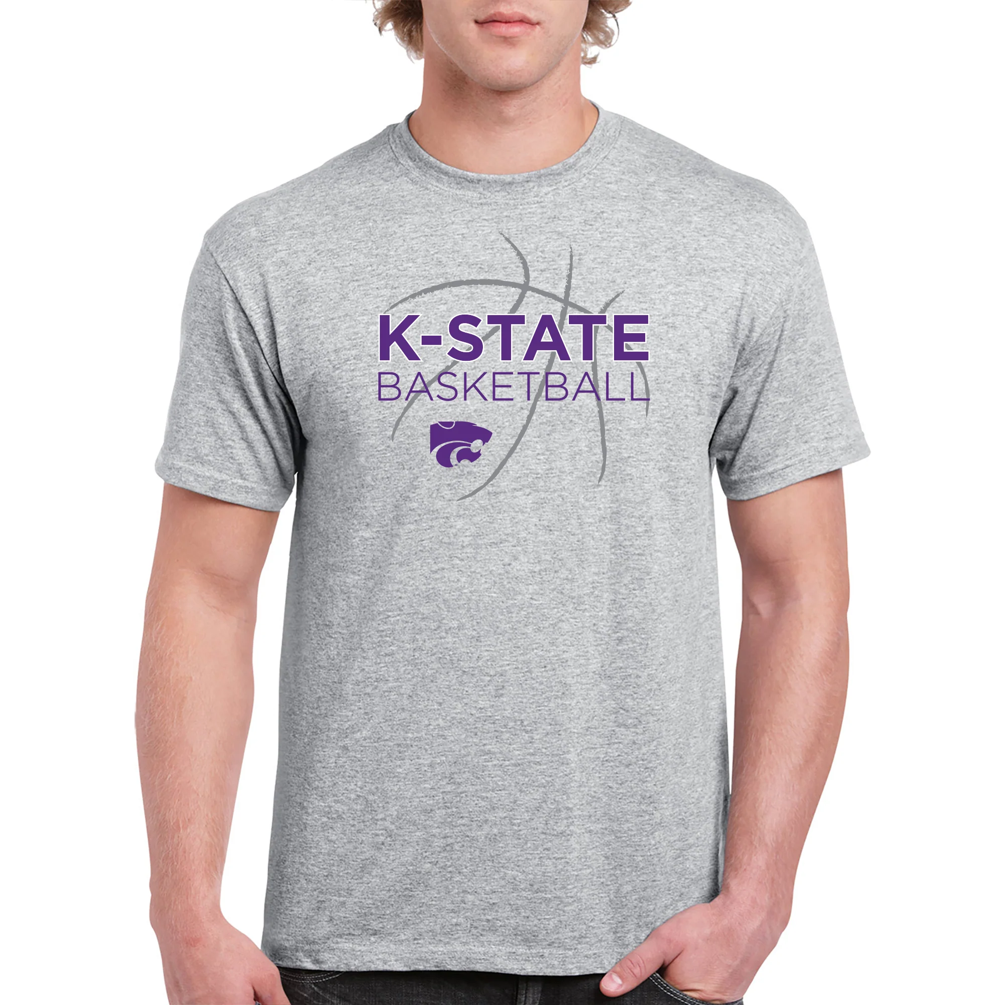 Kansas State Wildcats Basketball Sketch T Shirt - Sport Grey - Image 4