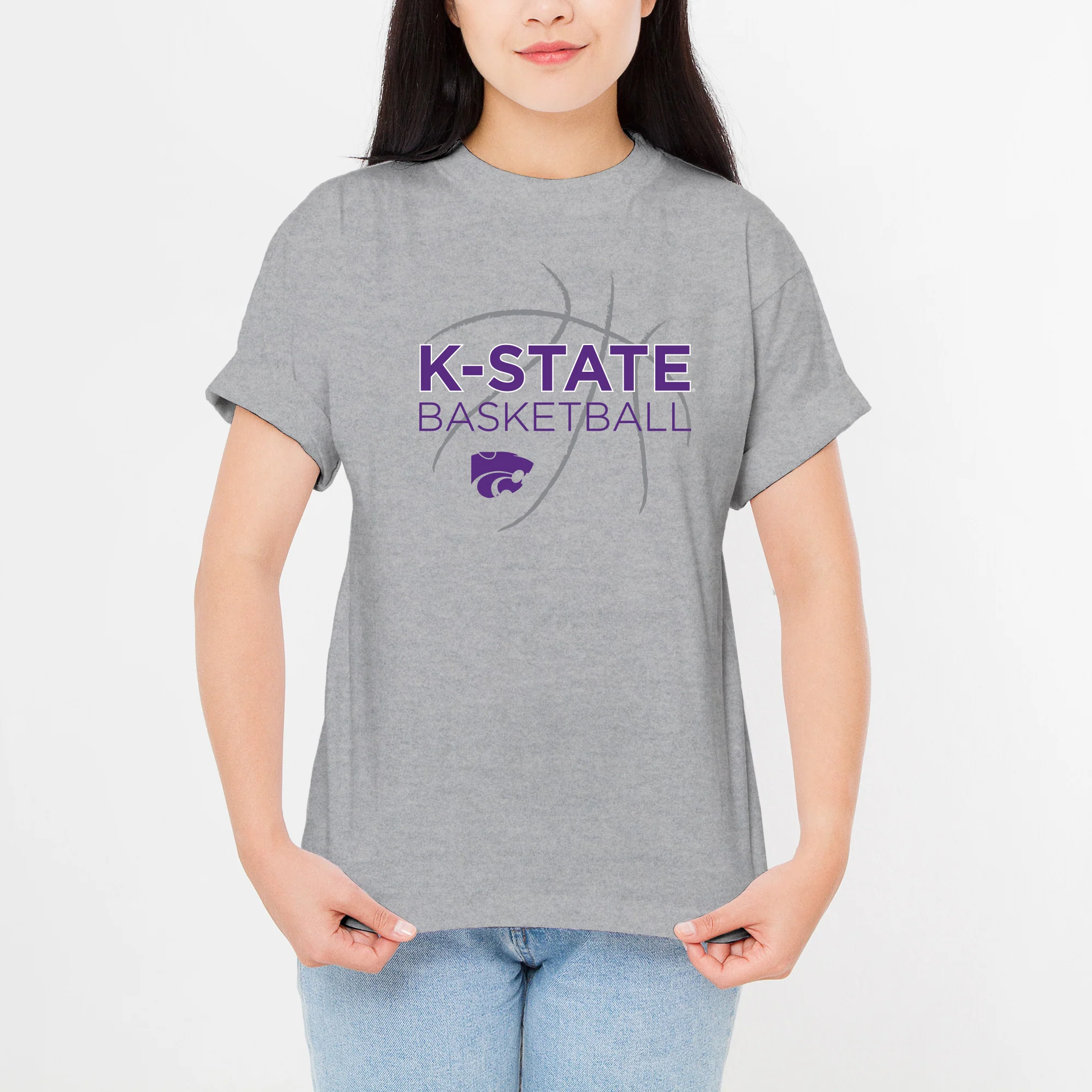 Kansas State Wildcats Basketball Sketch T Shirt - Sport Grey - Image 5