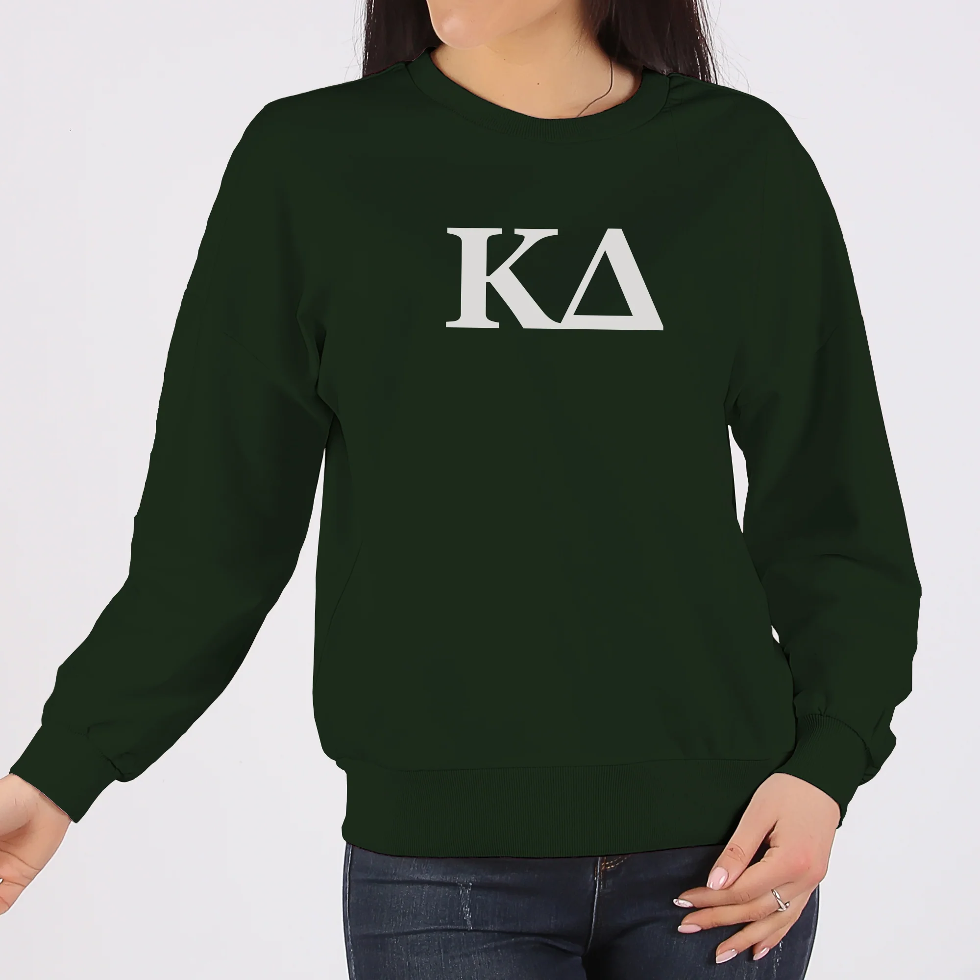 Kappa Delta Greek Letter Block Crewneck Sweatshirt - Forest - Image 3