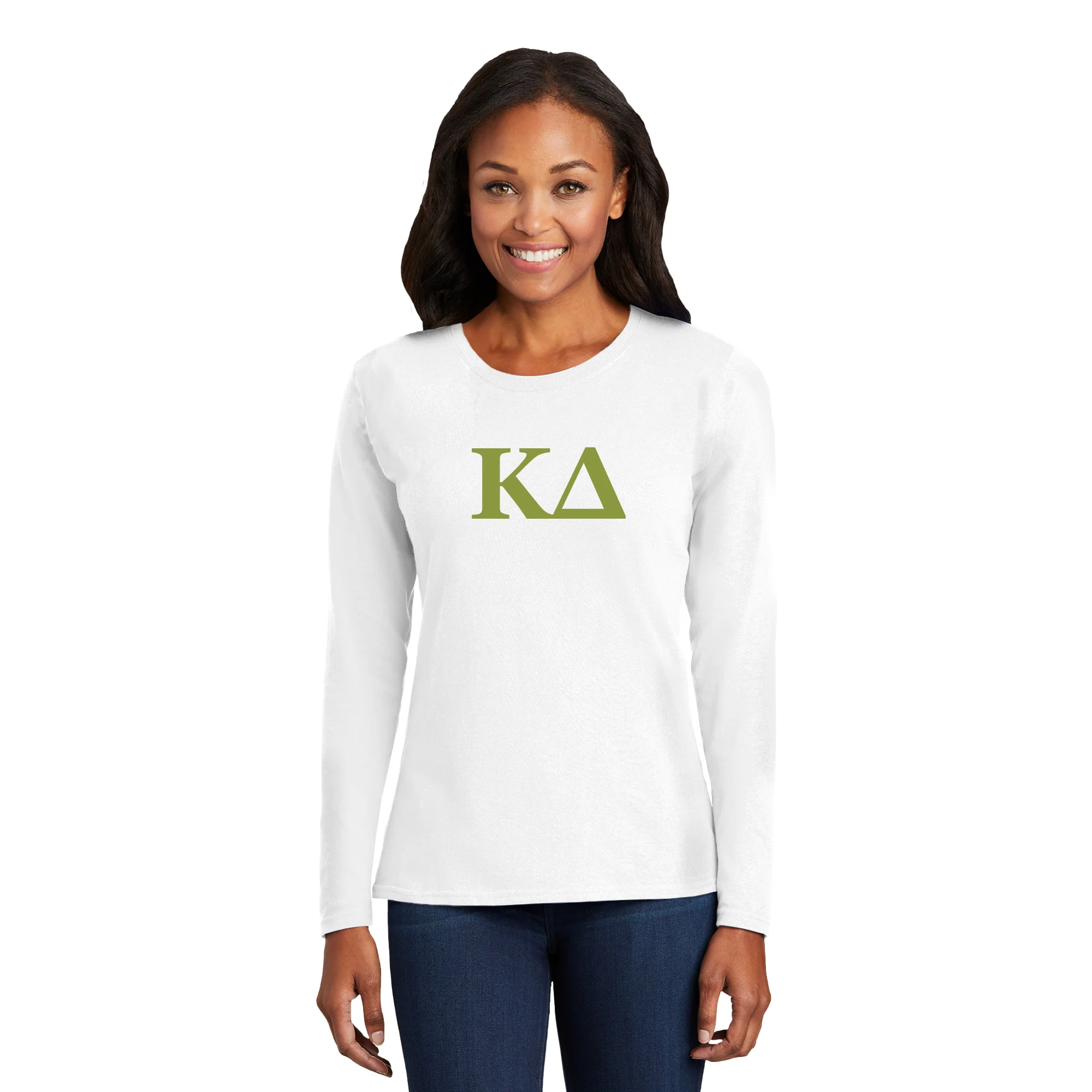 Kappa Delta Greek Letter Block Womens Long Sleeve - White - Image 3