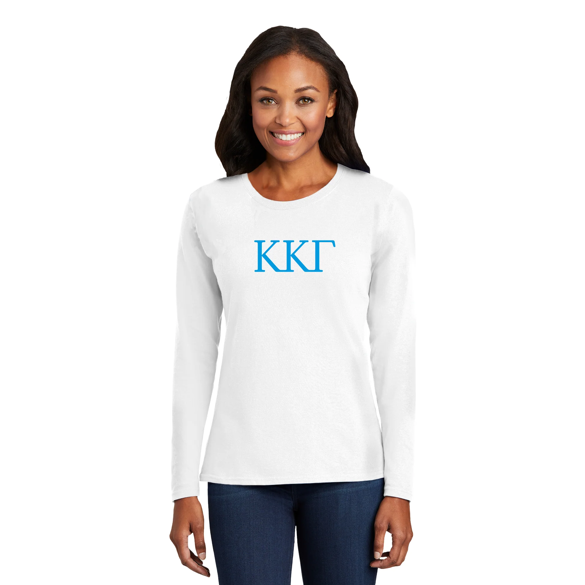 Kappa Kappa Gamma Greek Letter Block Womens Long Sleeve - White - Image 3