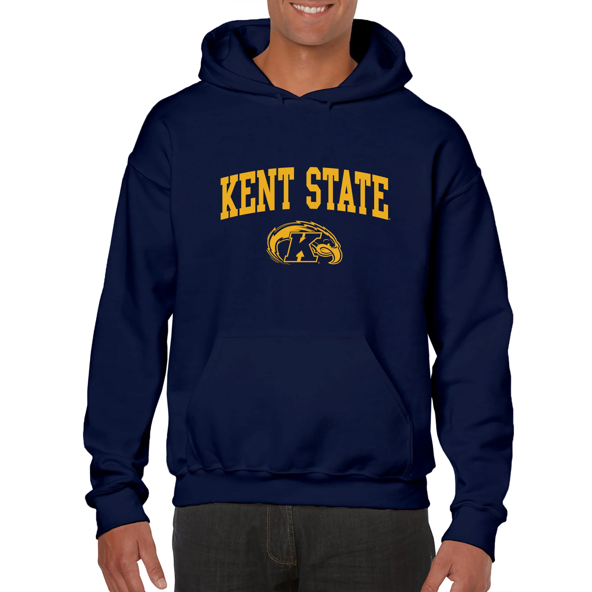 Kent State University Golden Flashes Arch Logo Heavy Blend Hoodie - Navy - Image 3