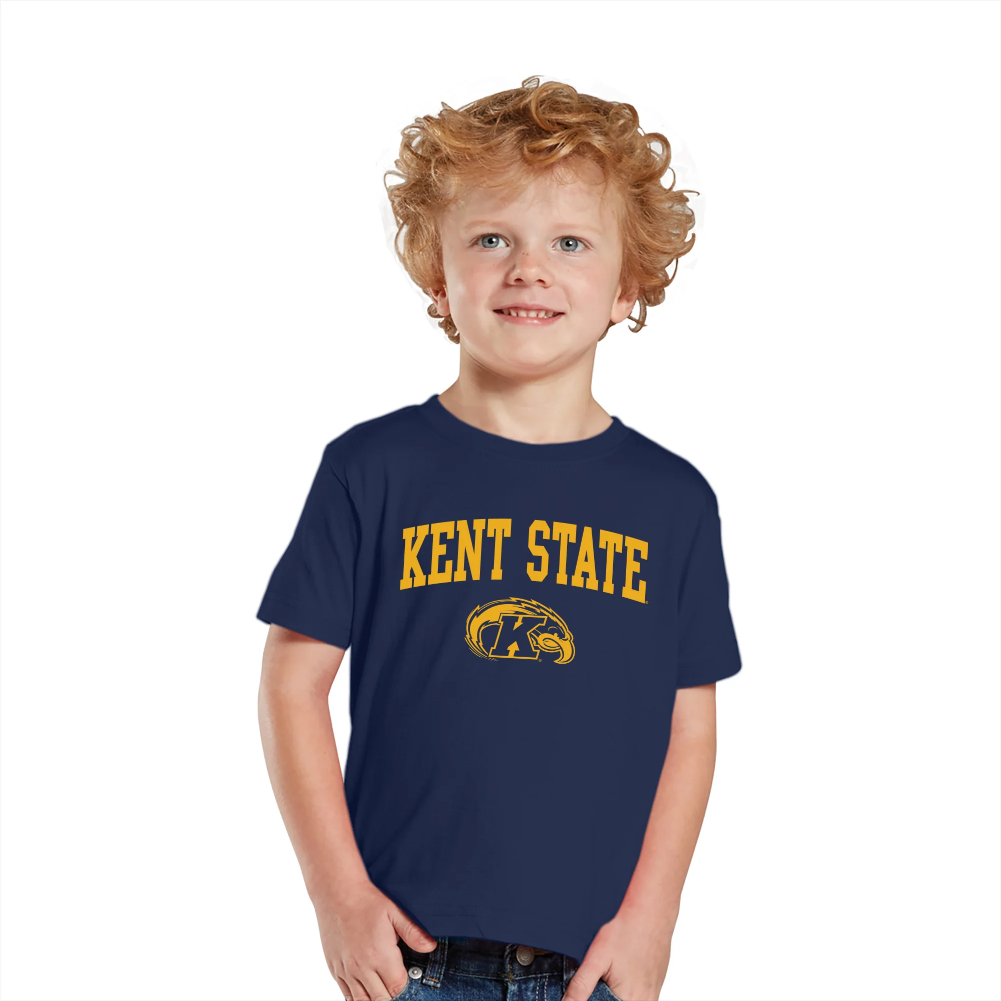 Kent State University Golden Flashes Arch Logo Toddler Short Sleeve T Shirt - Navy - Image 3