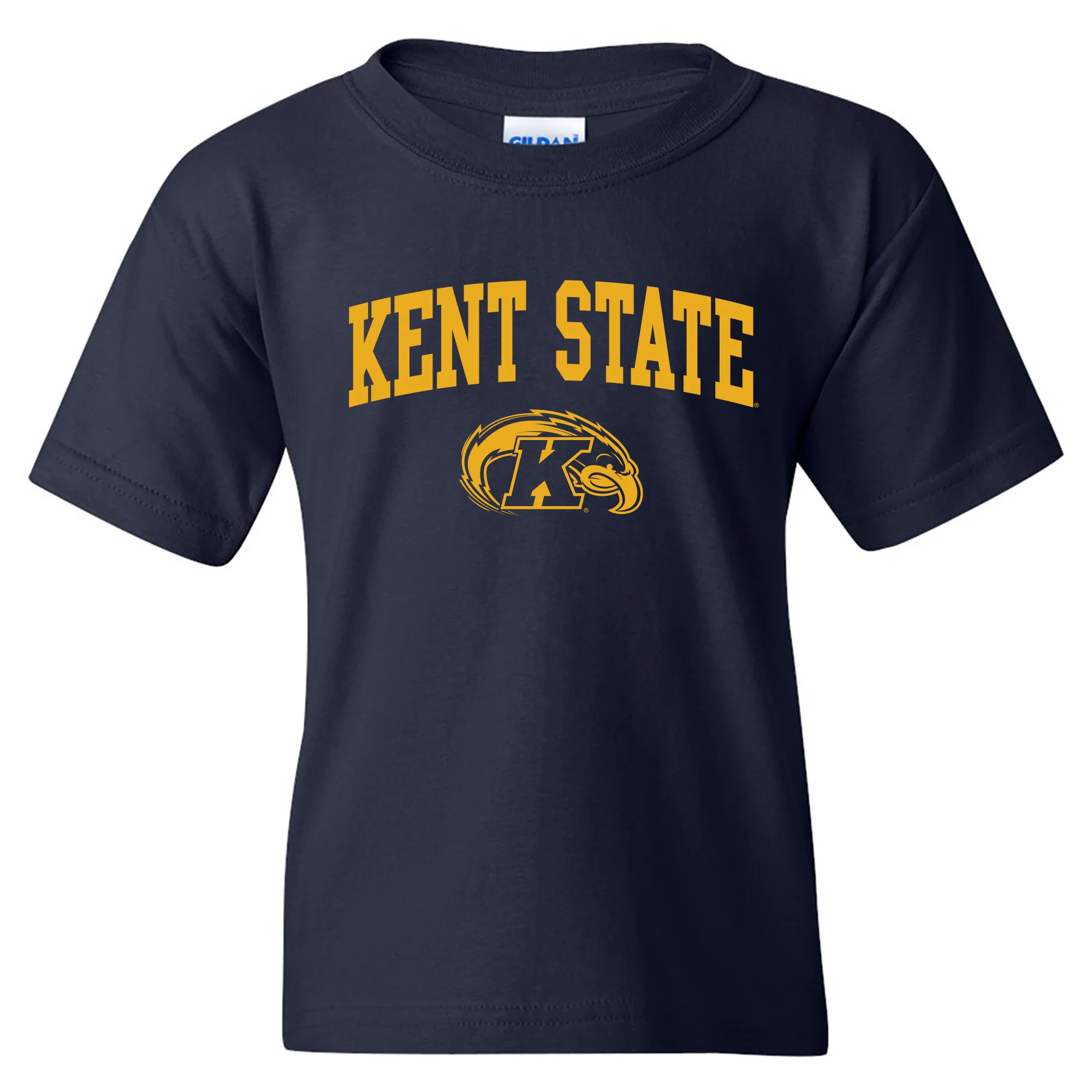 Kent State University Golden Flashes Arch Logo Youth Short Sleeve T Shirt - Navy