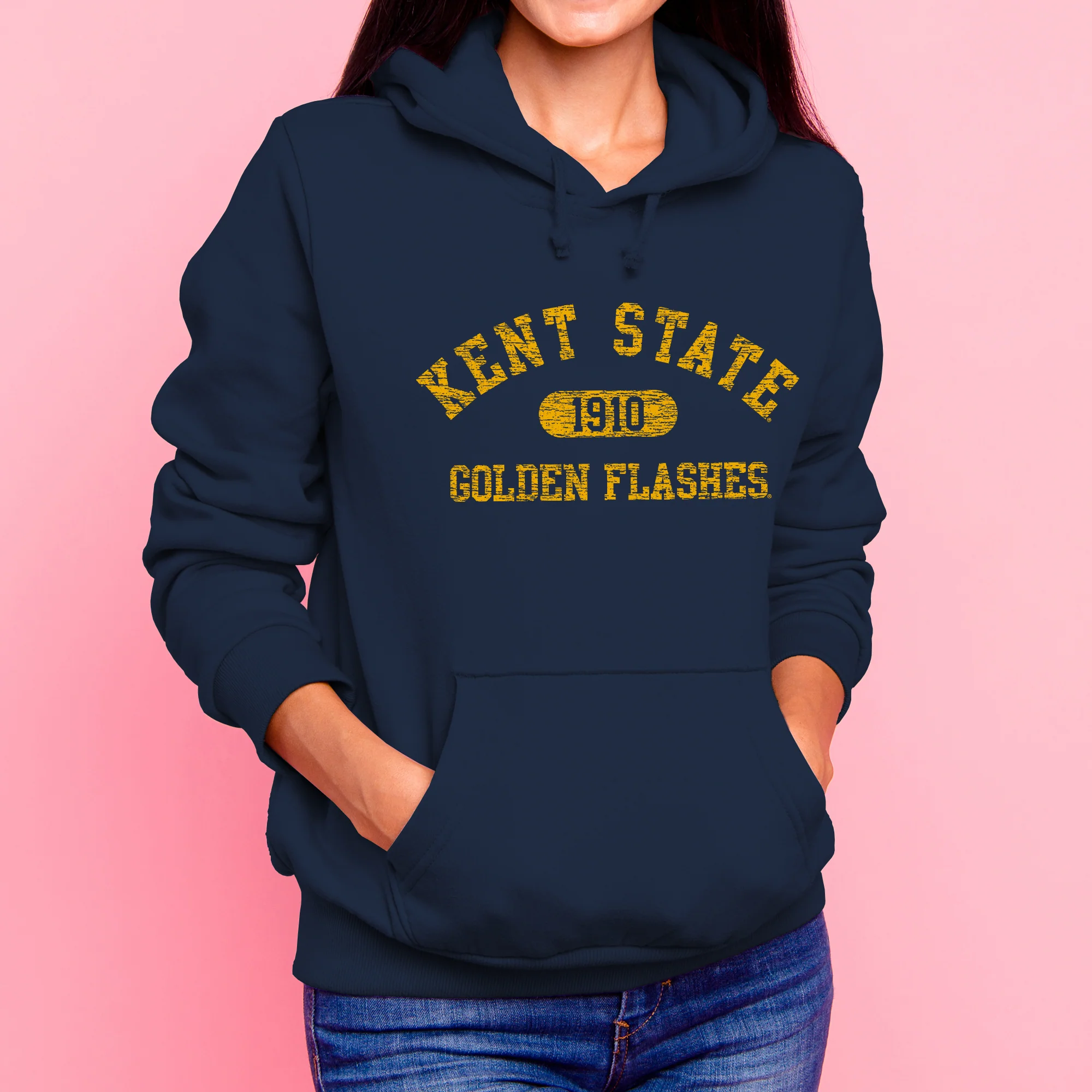 Kent State University Golden Flashes Athletic Arch Heavy Blend Hoodie - Navy - Image 4