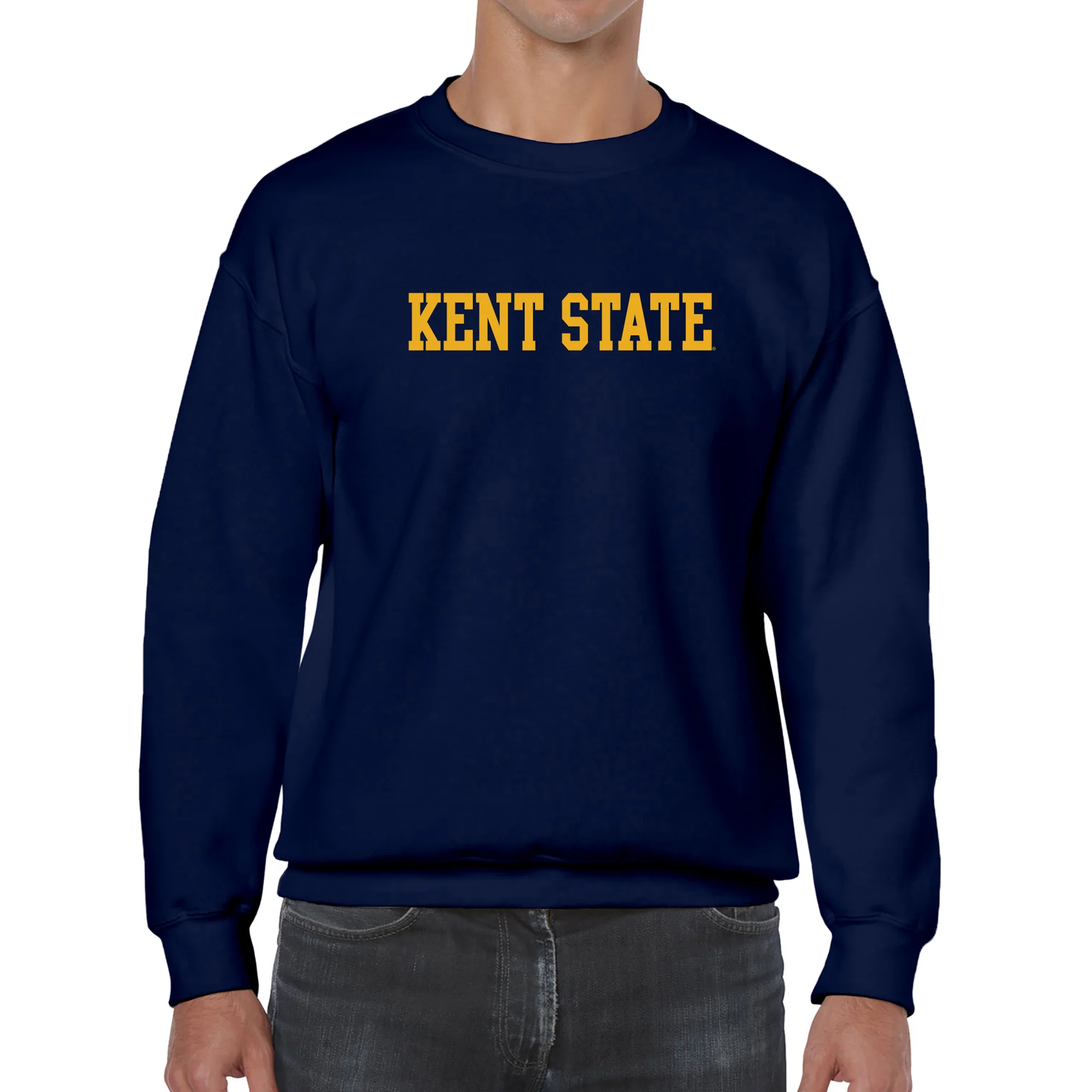 Kent State University Golden Flashes Basic Block Crewneck Sweatshirt - Navy - Image 4