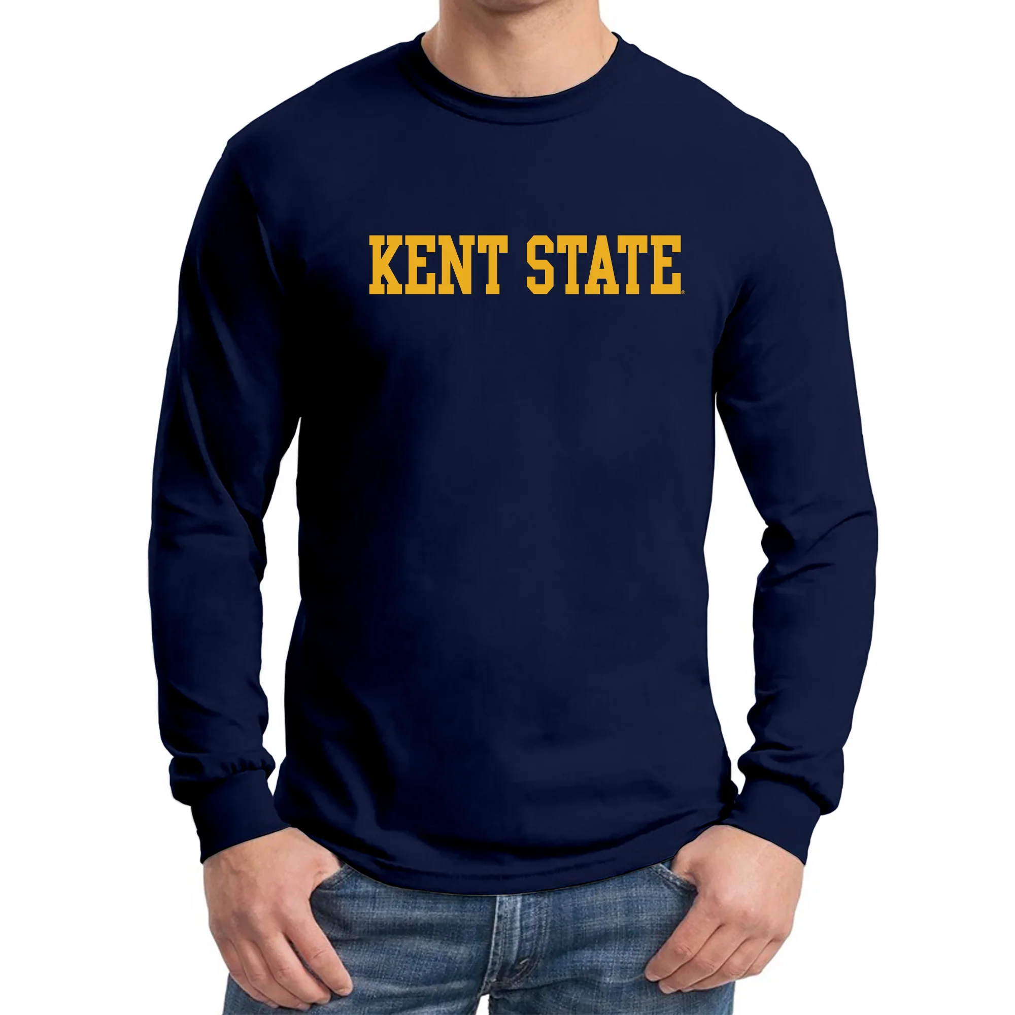 Kent State University Golden Flashes Basic Block Long Sleeve T-Shirt - Navy - Image 3