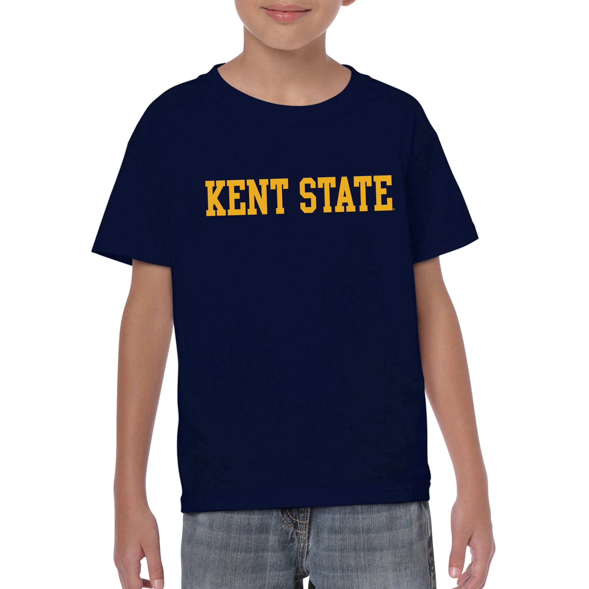 Kent State University Golden Flashes Basic Block Youth Short Sleeve T Shirt - Navy - Image 3