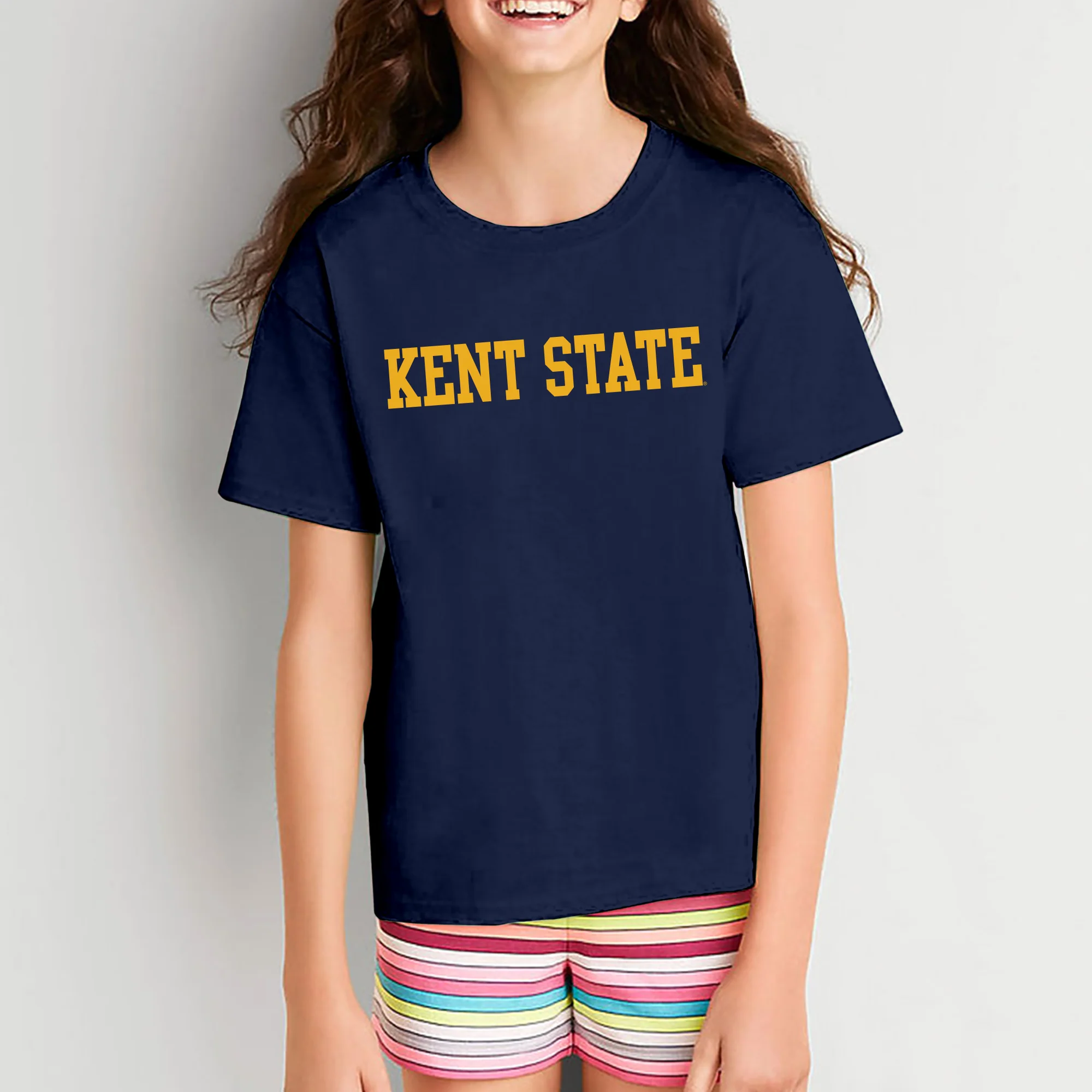 Kent State University Golden Flashes Basic Block Youth Short Sleeve T Shirt - Navy - Image 4