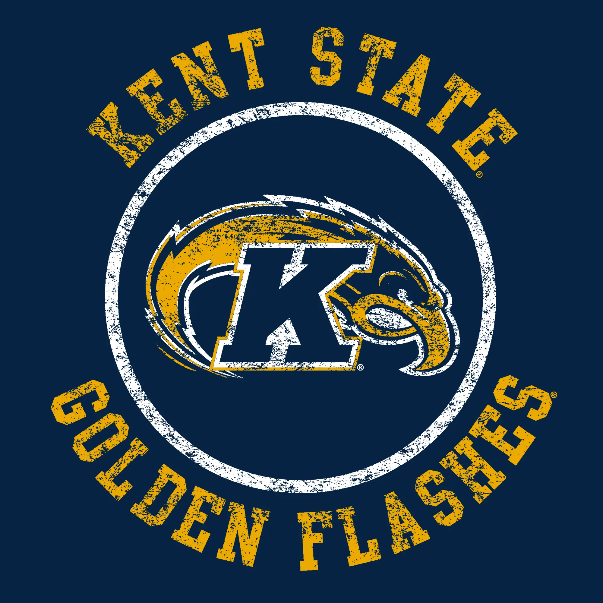 Kent State University Golden Flashes Distressed Circle Logo Youth Short Sleeve T Shirt - Navy - Image 2