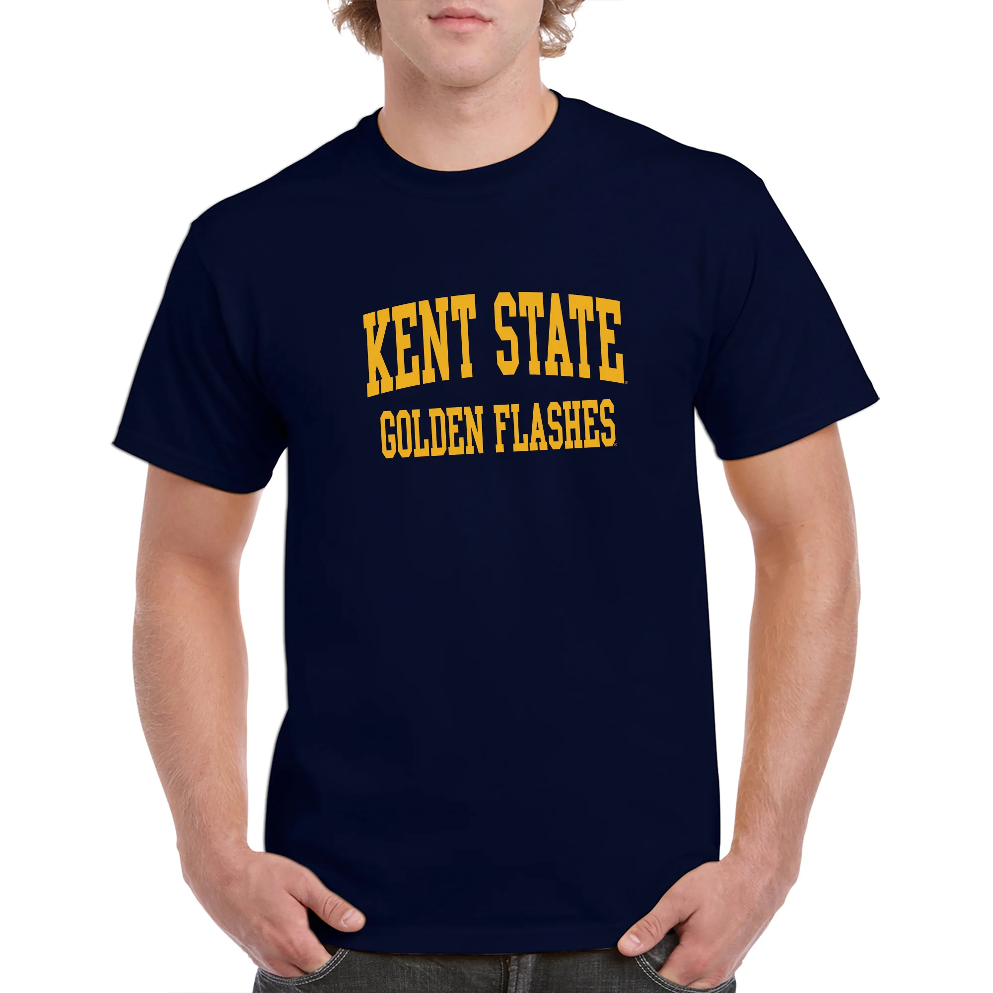 Kent State University Golden Flashes Front Back Print Short Sleeve T Shirt - Navy - Image 3