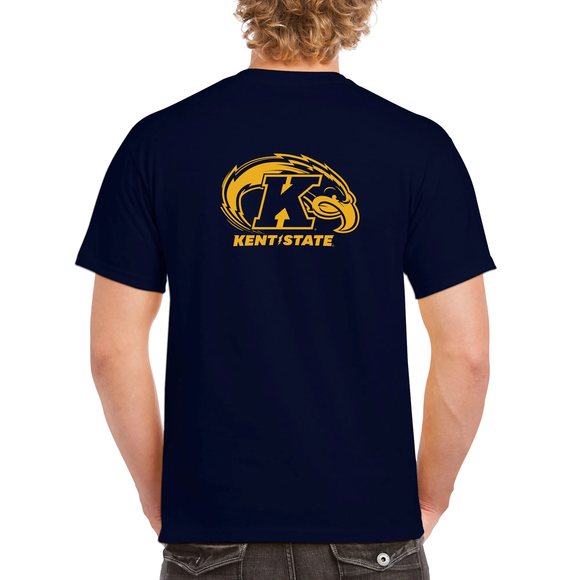 Kent State University Golden Flashes Front Back Print Short Sleeve T Shirt - Navy - Image 5