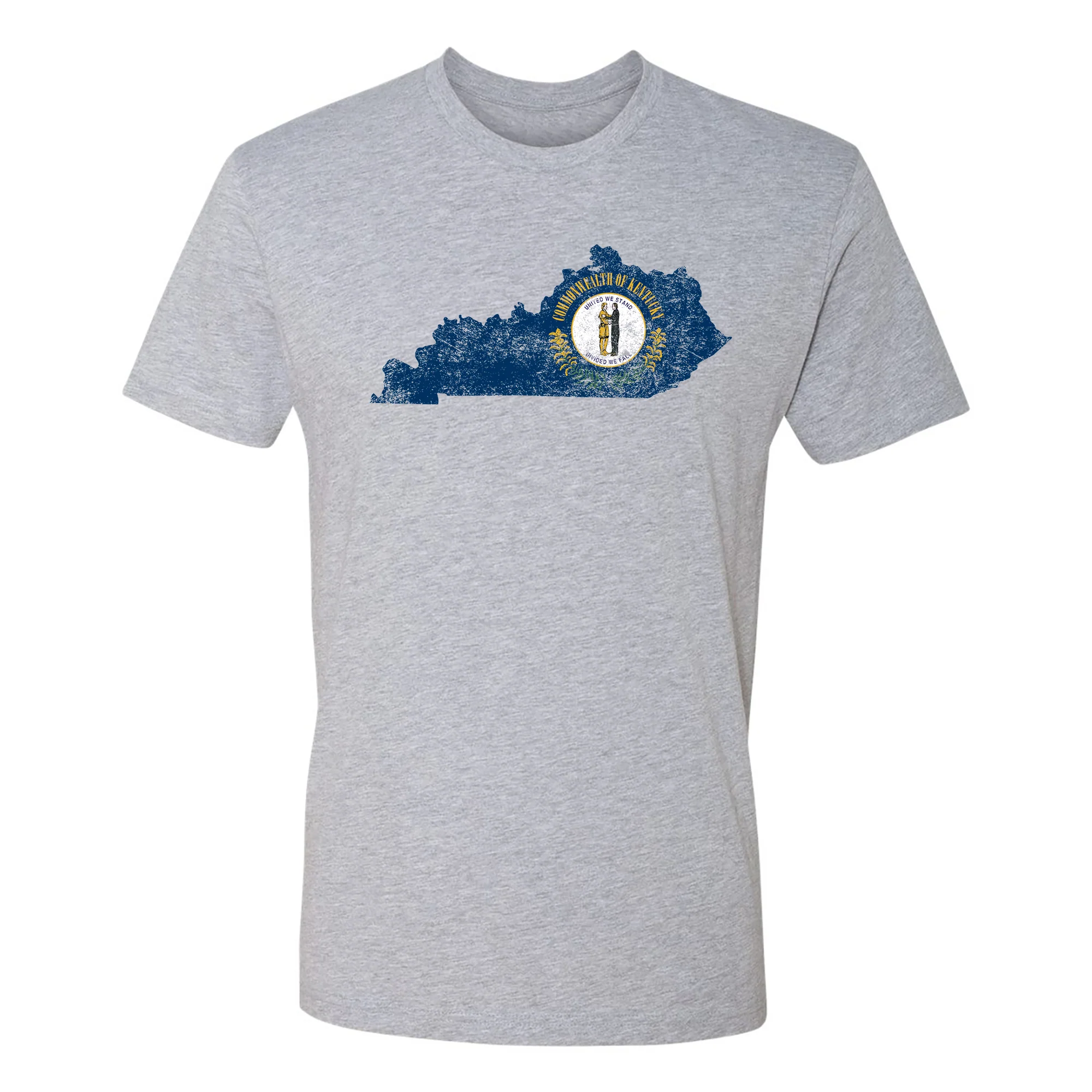 Kentucky Distressed State Flag Outline NLA T-Shirt - Heather Grey