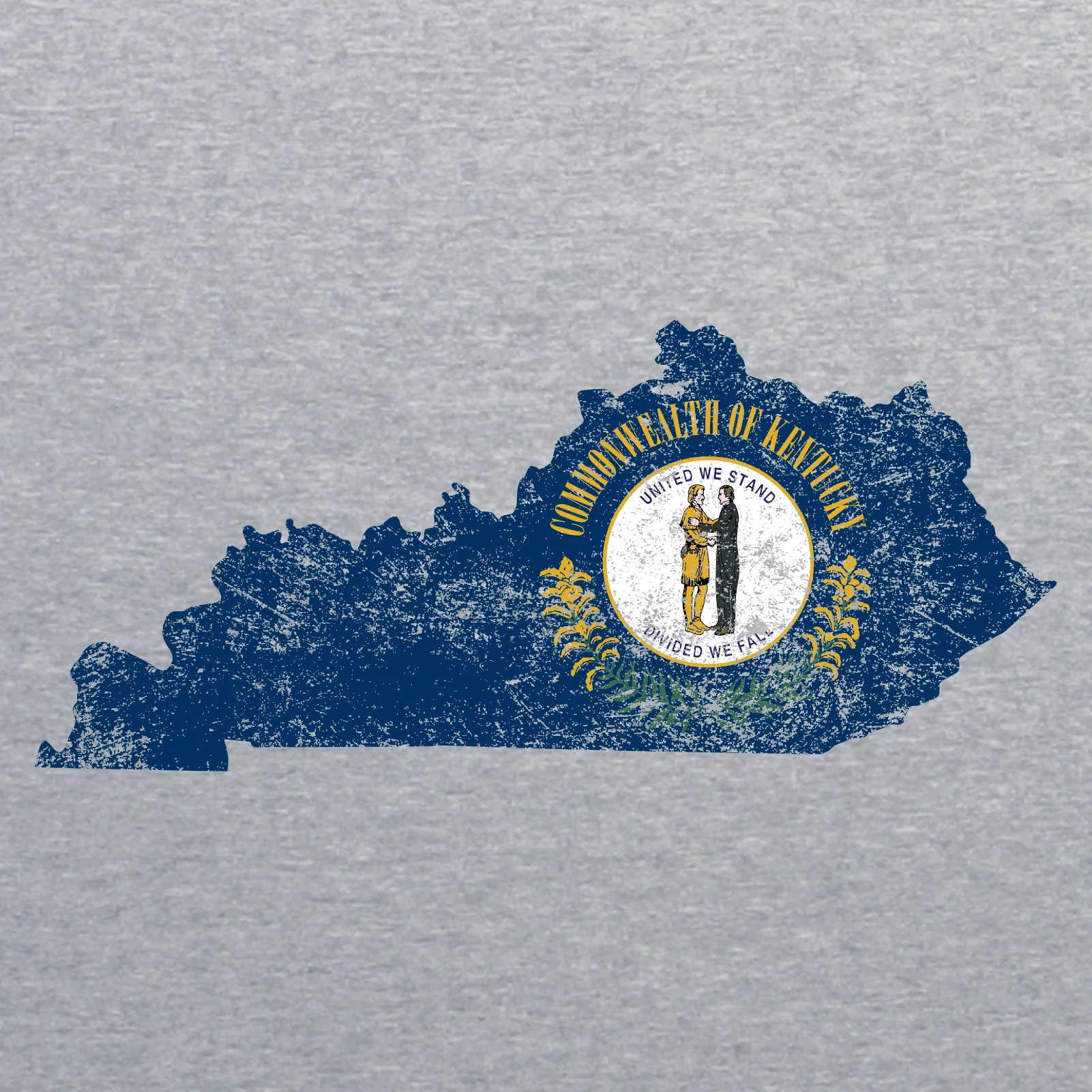 Kentucky Distressed State Flag Outline NLA T-Shirt - Heather Grey - Image 2