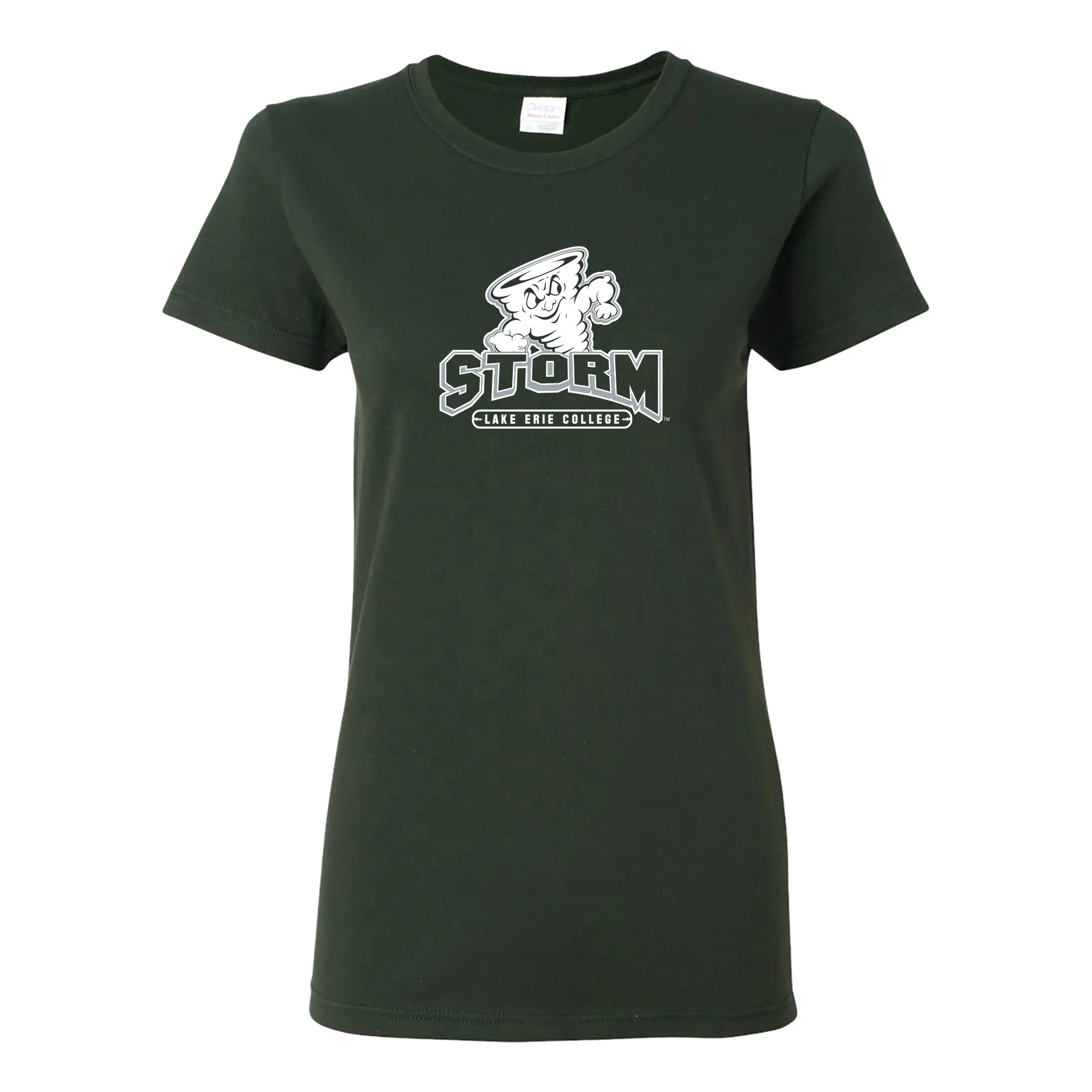 Lake Erie College Storm Primary Logo Women's Short Sleeve T Shirt - Forest