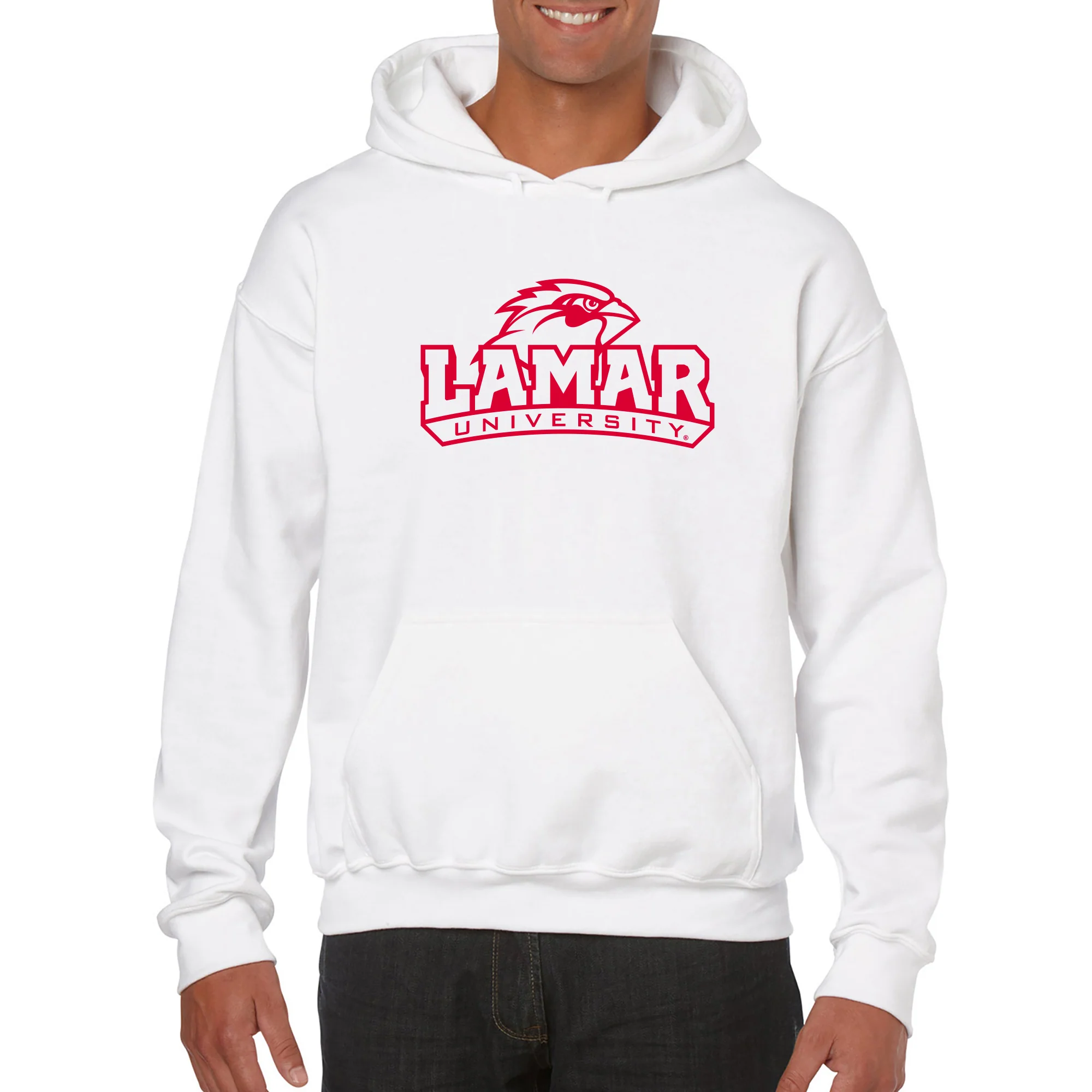 Lamar University Cardinals Arch Logo Hoodie - White - Image 4