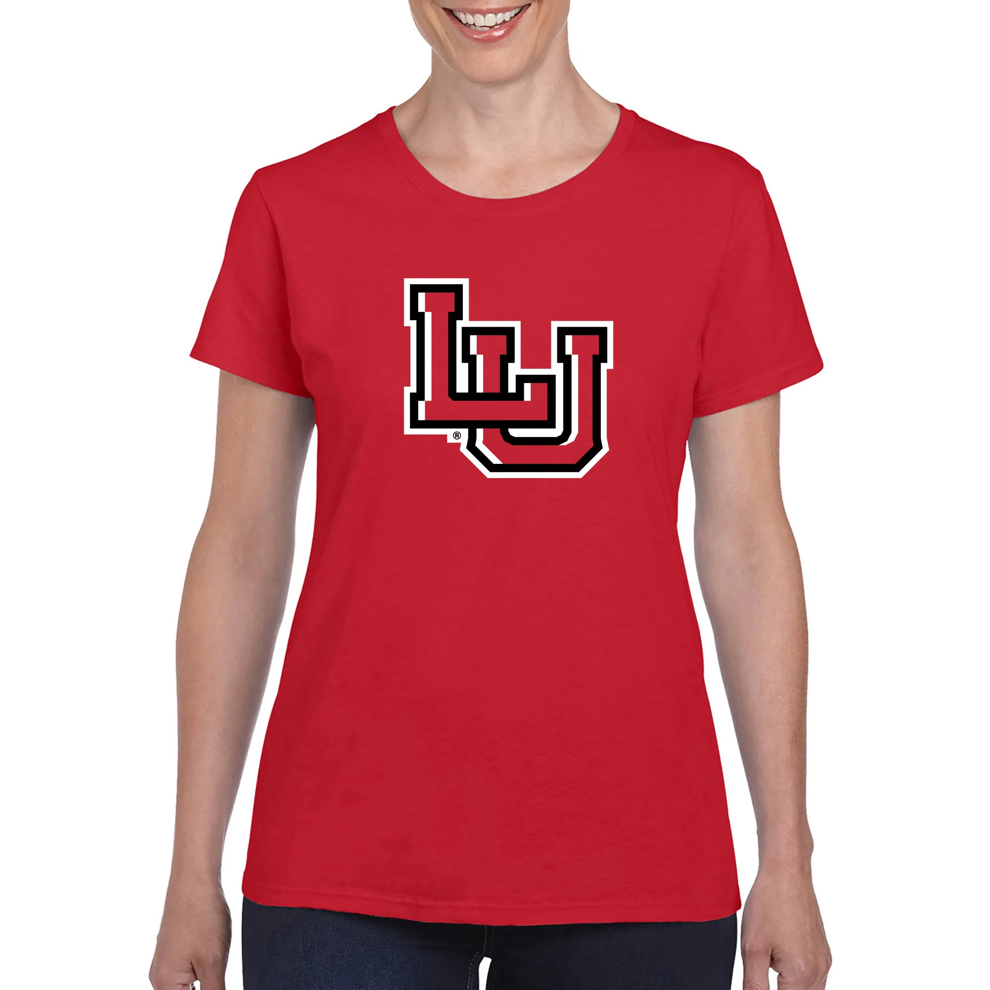 Lamar University Cardinals Primary Logo Short Sleeve Women's T Shirt - Red - Image 3