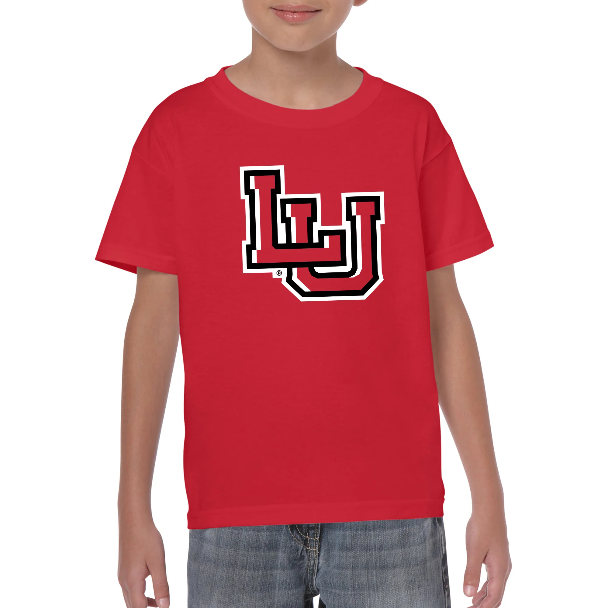 Lamar University Cardinals Primary Logo Short Sleeve Youth T Shirt - Red - Image 3