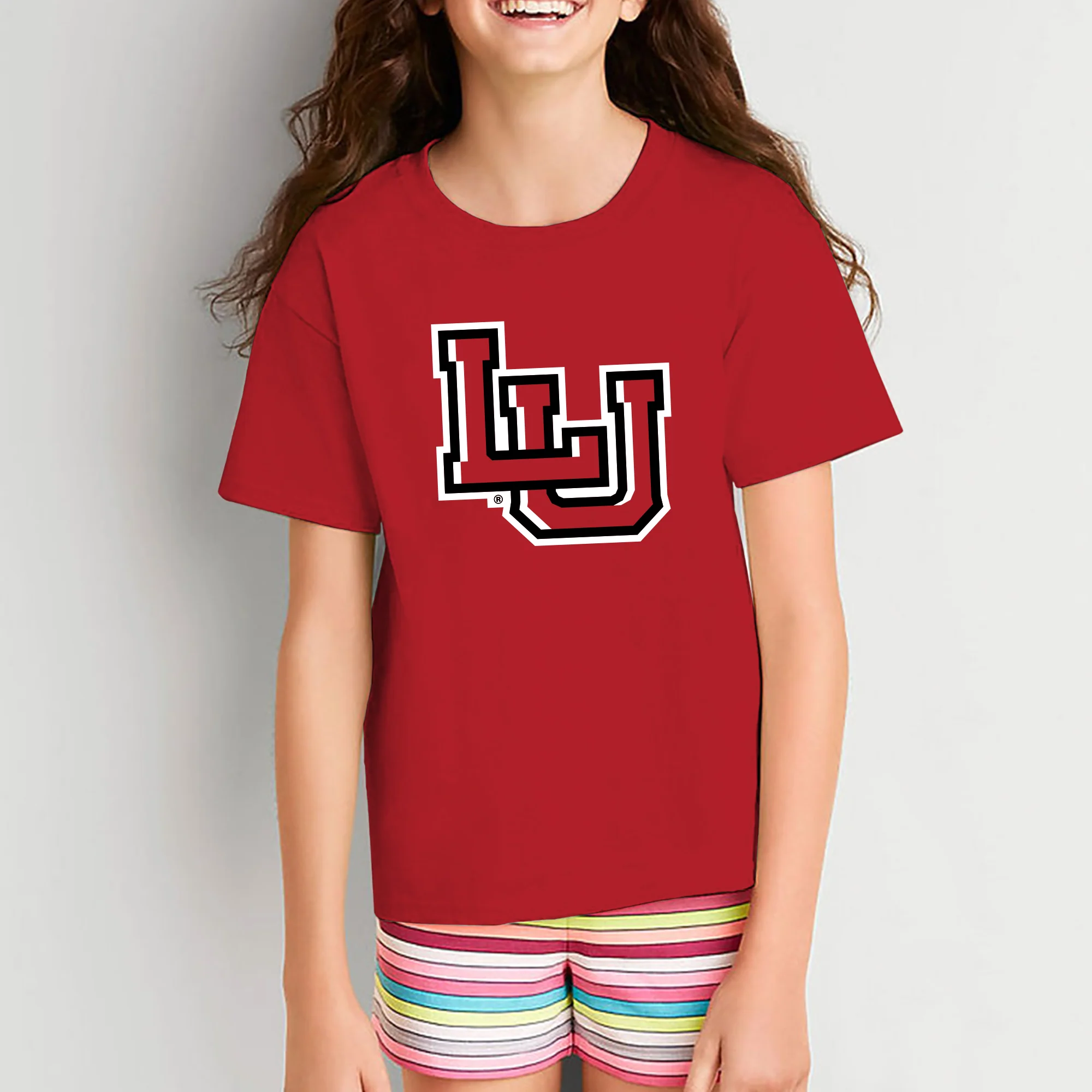 Lamar University Cardinals Primary Logo Short Sleeve Youth T Shirt - Red - Image 4