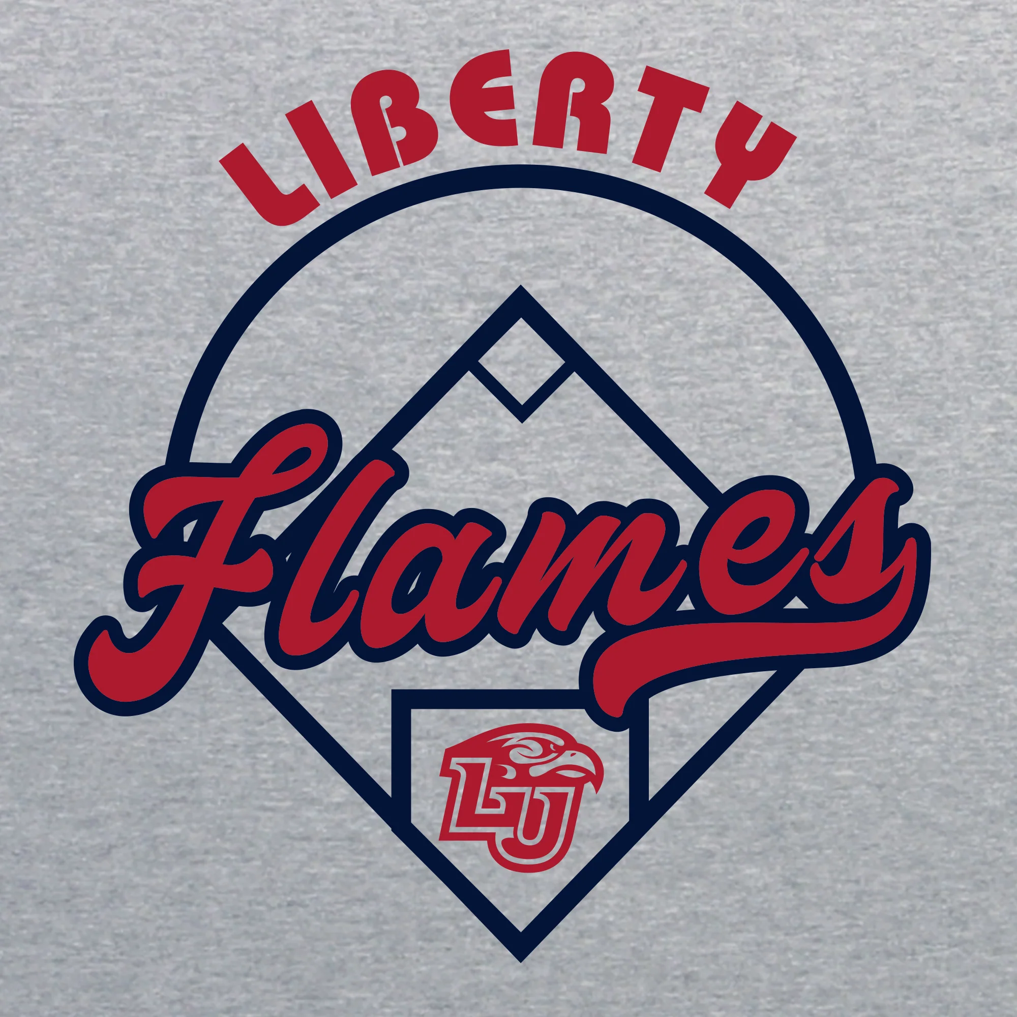 Liberty University Flames Baseball Field T Shirt - Sport Grey - Image 2