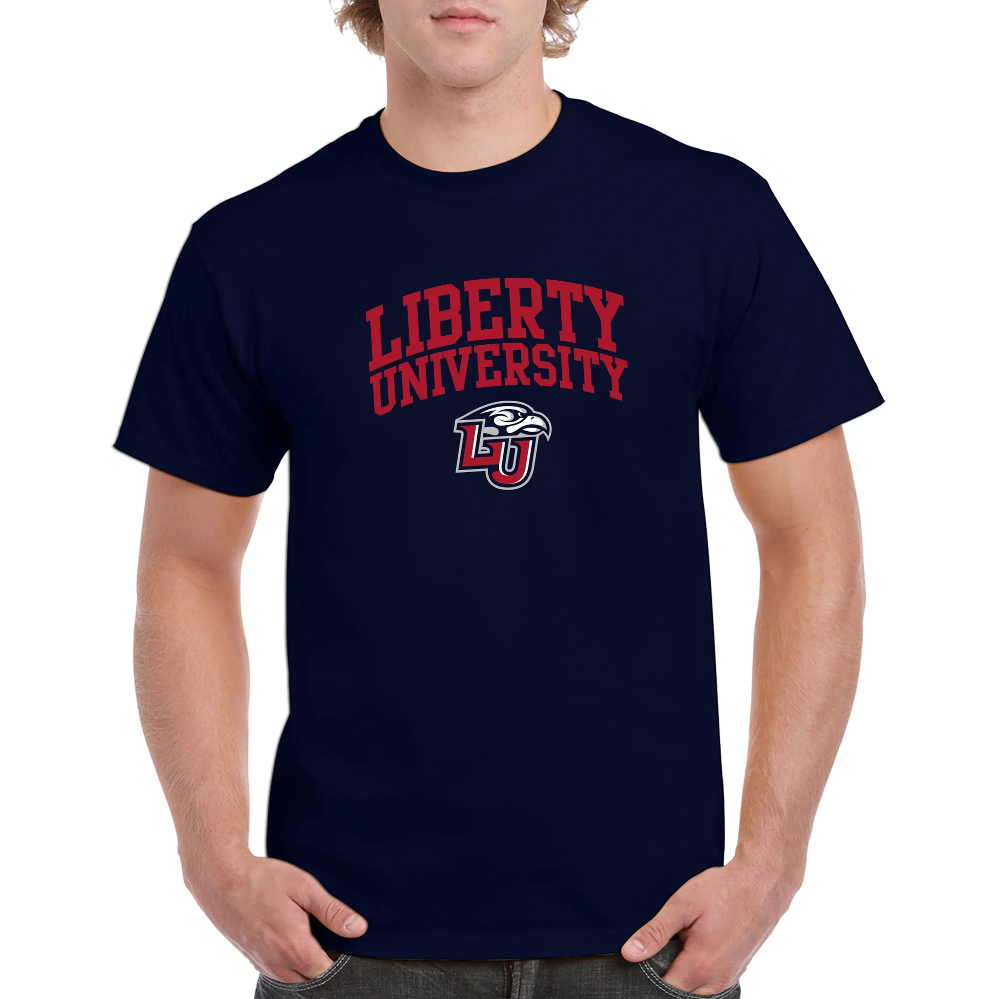 Liberty University Flames Arch Logo T Shirt - Navy - Image 3