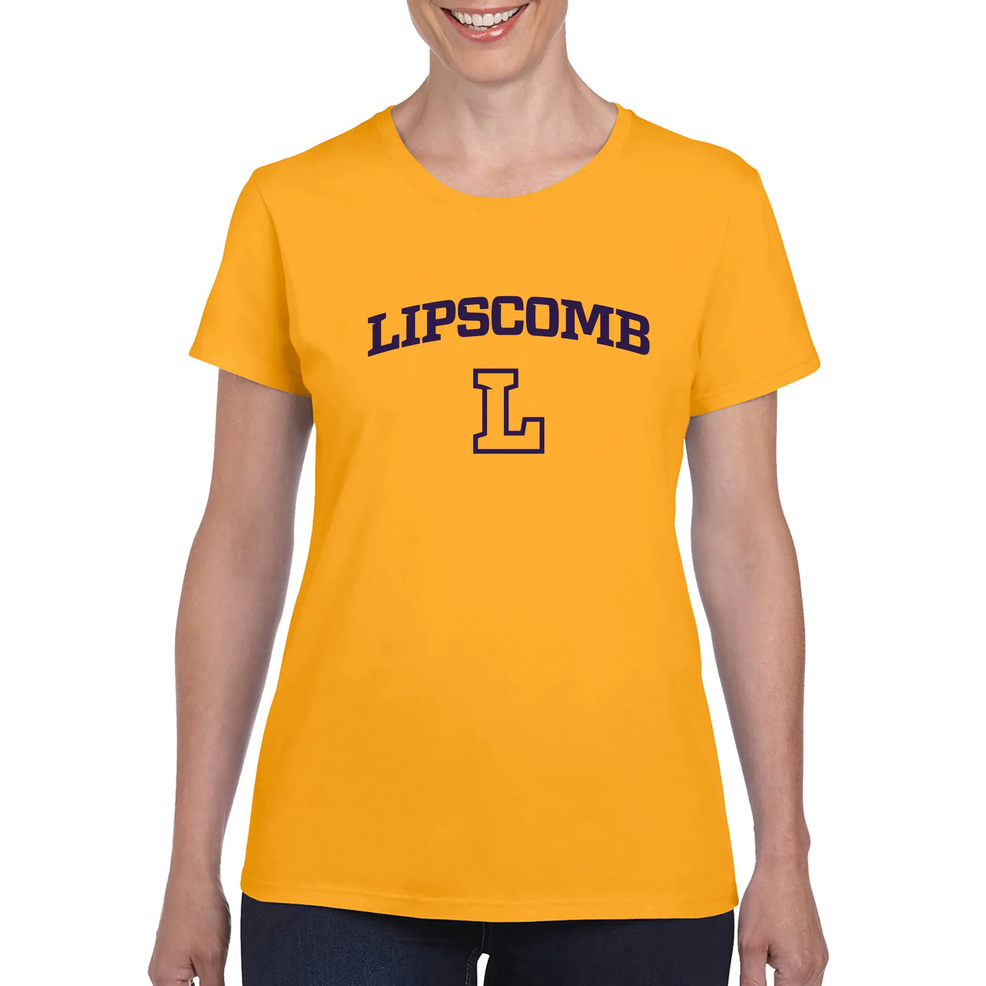 Lipscomb University Bisons Arch Logo Women's Short Sleeve T Shirt - Gold - Image 3