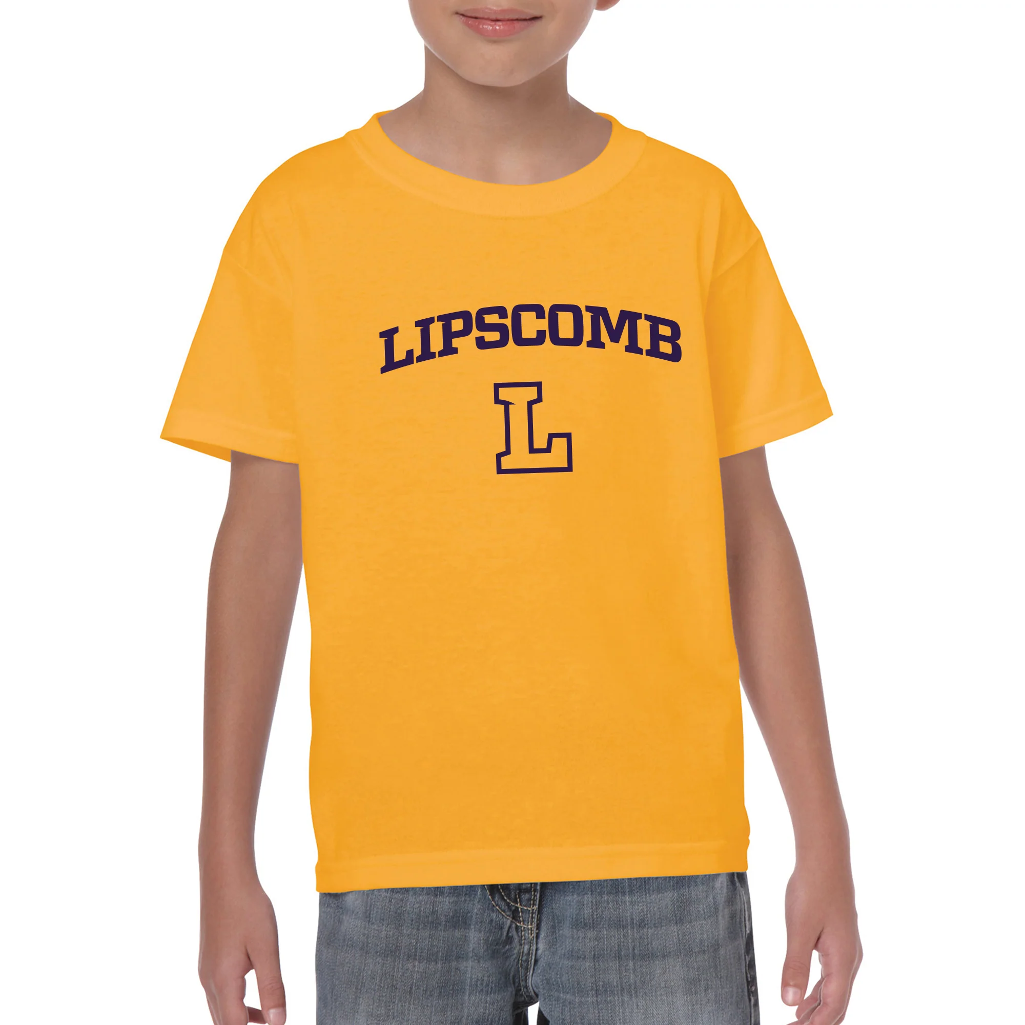 Lipscomb University Bisons Arch Logo Youth Short Sleeve T Shirt - Gold - Image 3