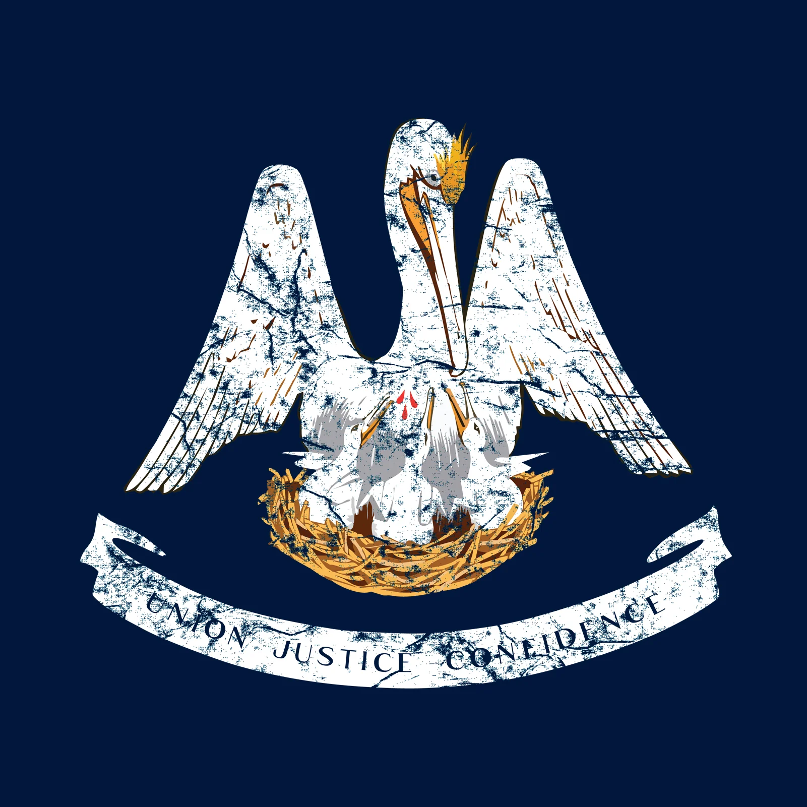 Louisiana State Flag NLA T-Shirt - Midnight Navy - Image 2