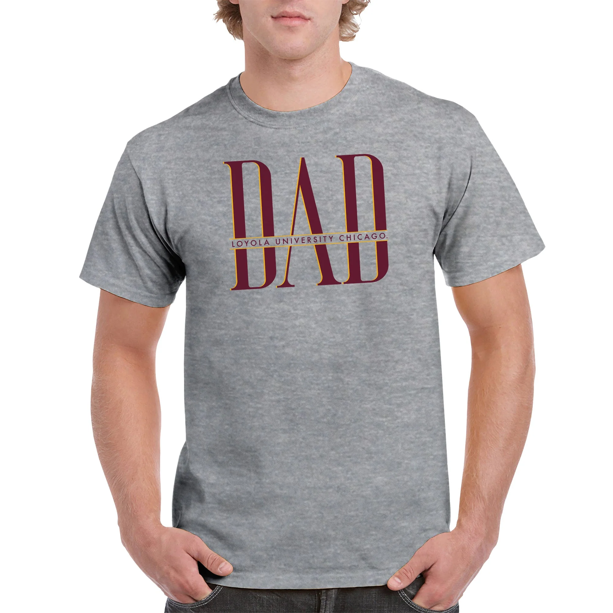 Loyola Chicago Classic Dad T-Shirt - Sport Grey - Image 4