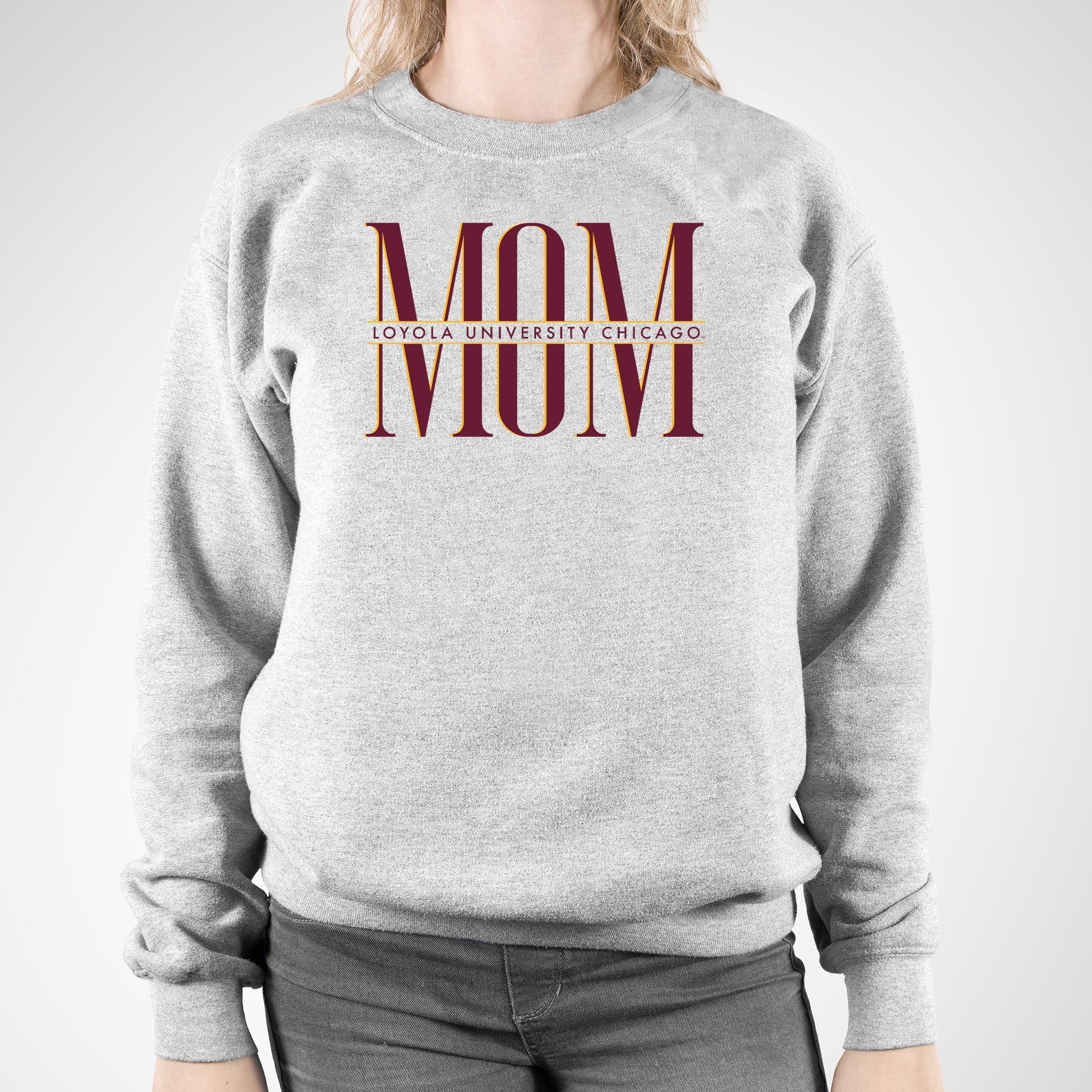 Loyola Chicago Classic Mom Crewneck - Sport Grey - Image 3