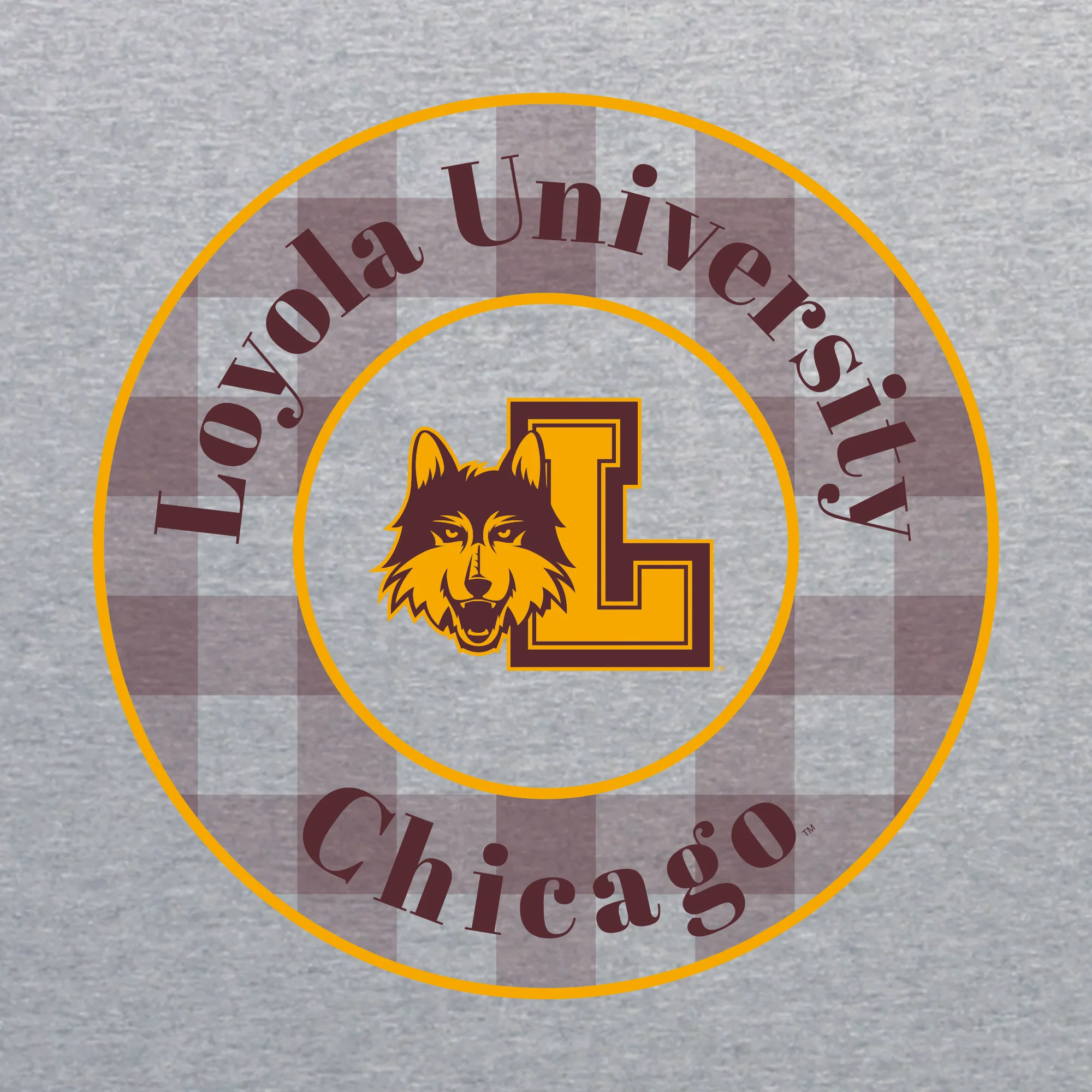 Loyola Chicago Plaid Circle Women's Long Sleeve - Sport Grey - Image 2
