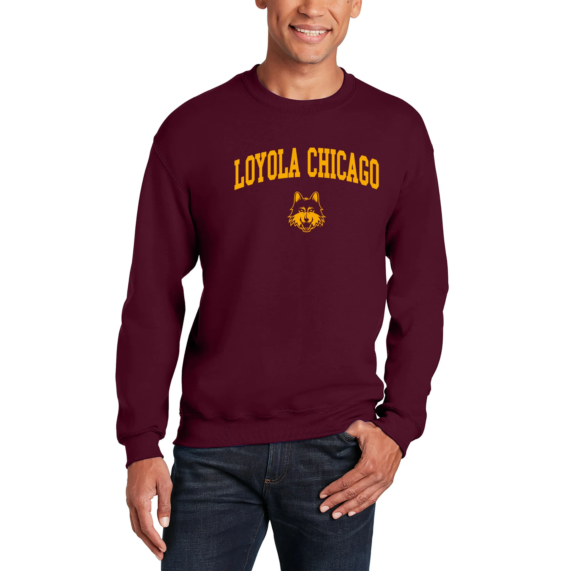Loyola Chicago Ramblers Arch Logo Crewneck Sweatshirt - Maroon - Image 3