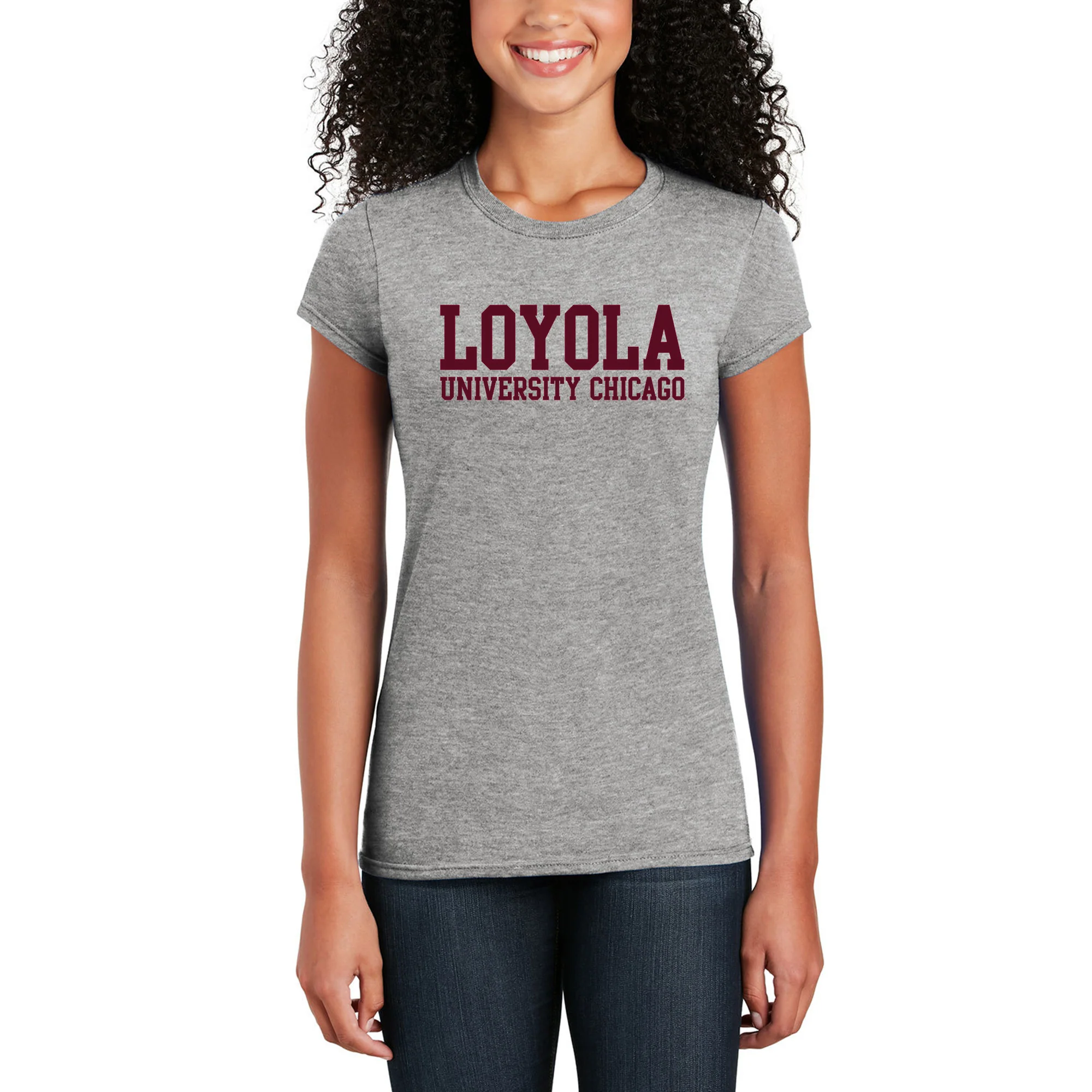Loyola Chicago Ramblers Basic Block Women's T Shirt - Sport Grey - Image 5