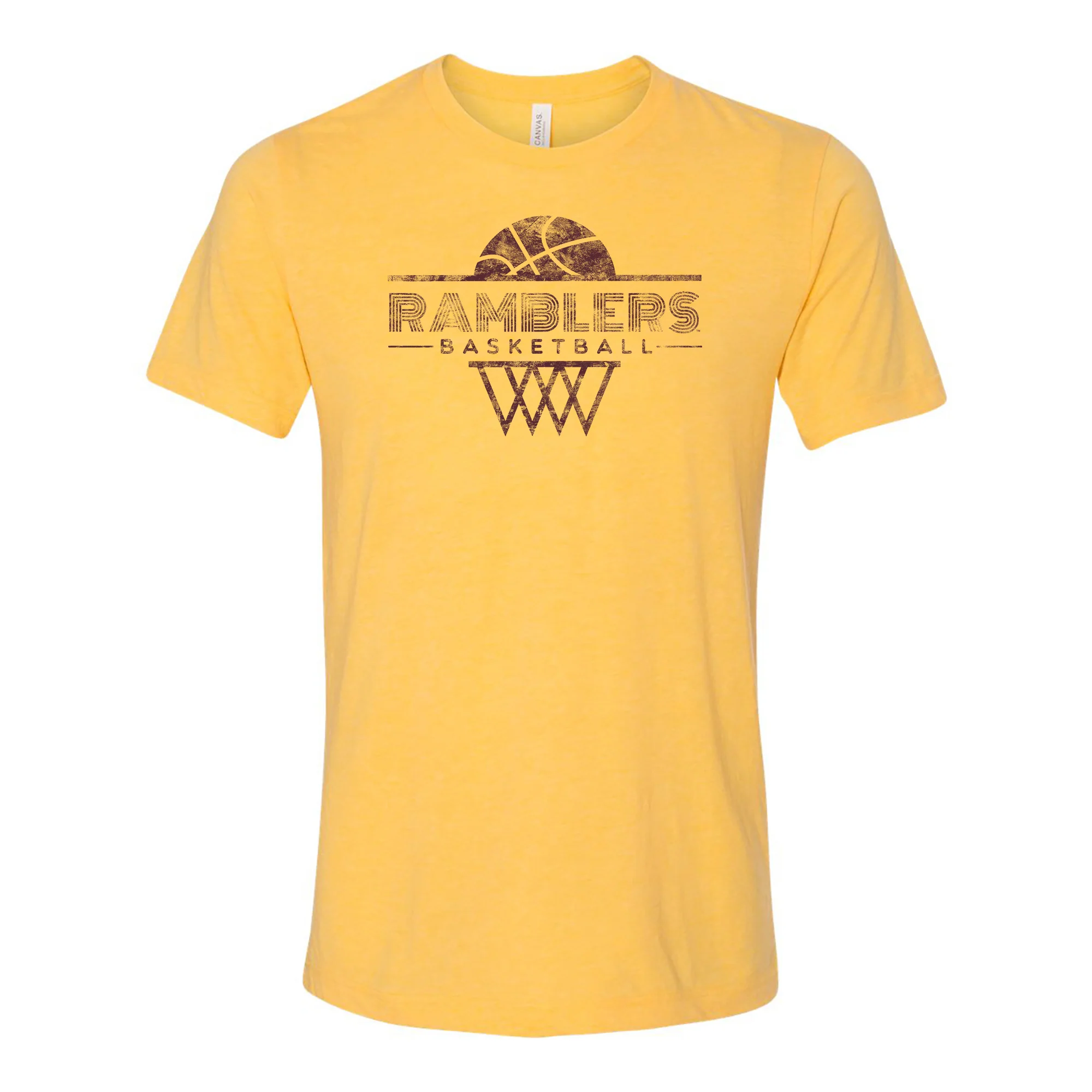 Loyola Chicago Ramblers Oblique Basketball Hoop Canvas Triblend T-Shirt - Yellow Gold
