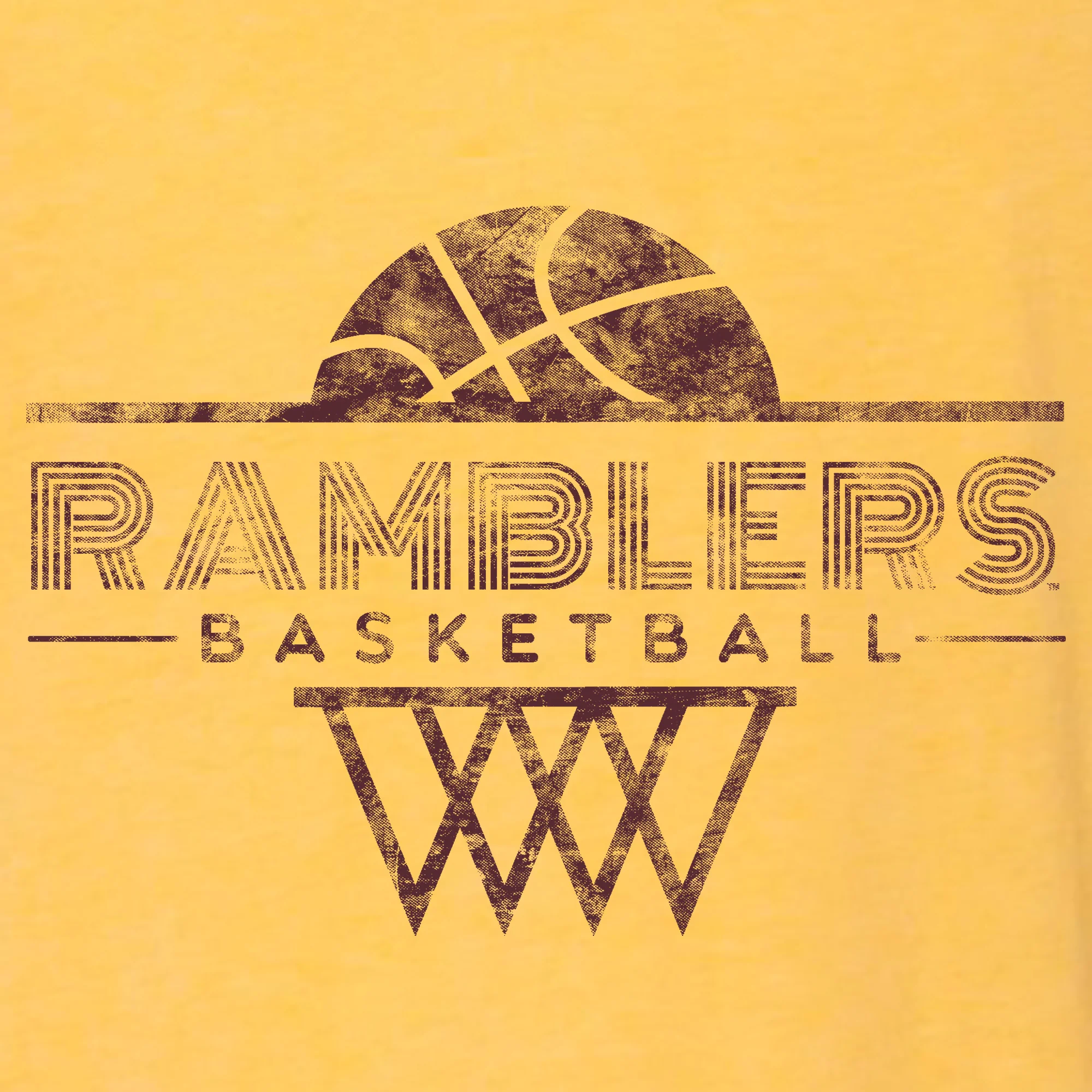 Loyola Chicago Ramblers Oblique Basketball Hoop Canvas Triblend T-Shirt - Yellow Gold - Image 2