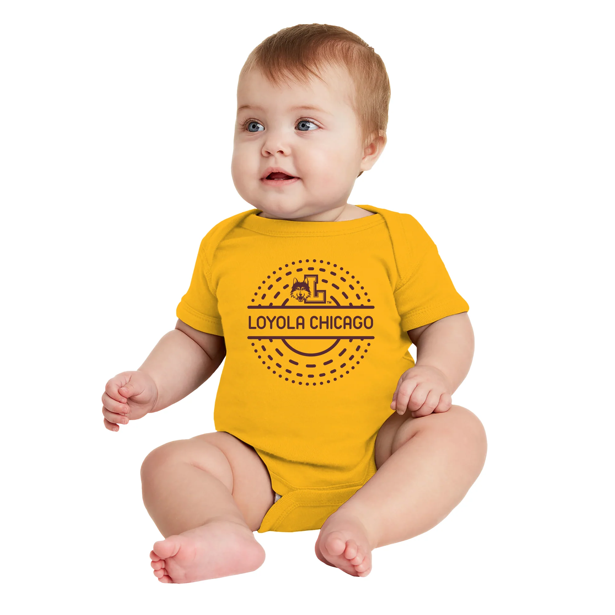 Loyola Chicago Sunny Circle Infant Creeper - Gold - Image 4